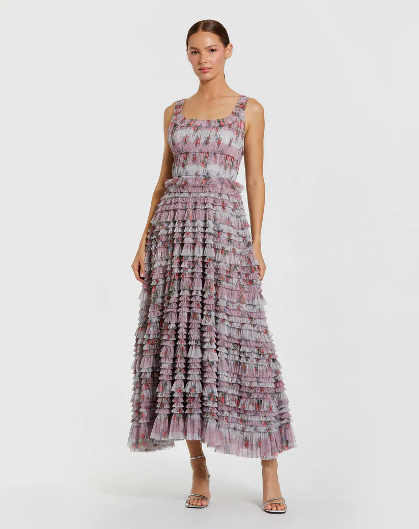 Mac Duggal 8311 Sleeveless Floral Tiered Evening Dress