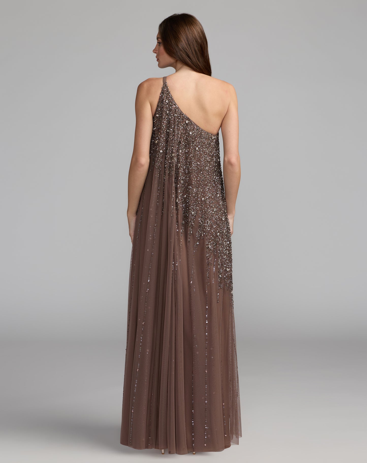 Mac Duggal 9224 Pink One Shoulder Embellished A-Line Gown