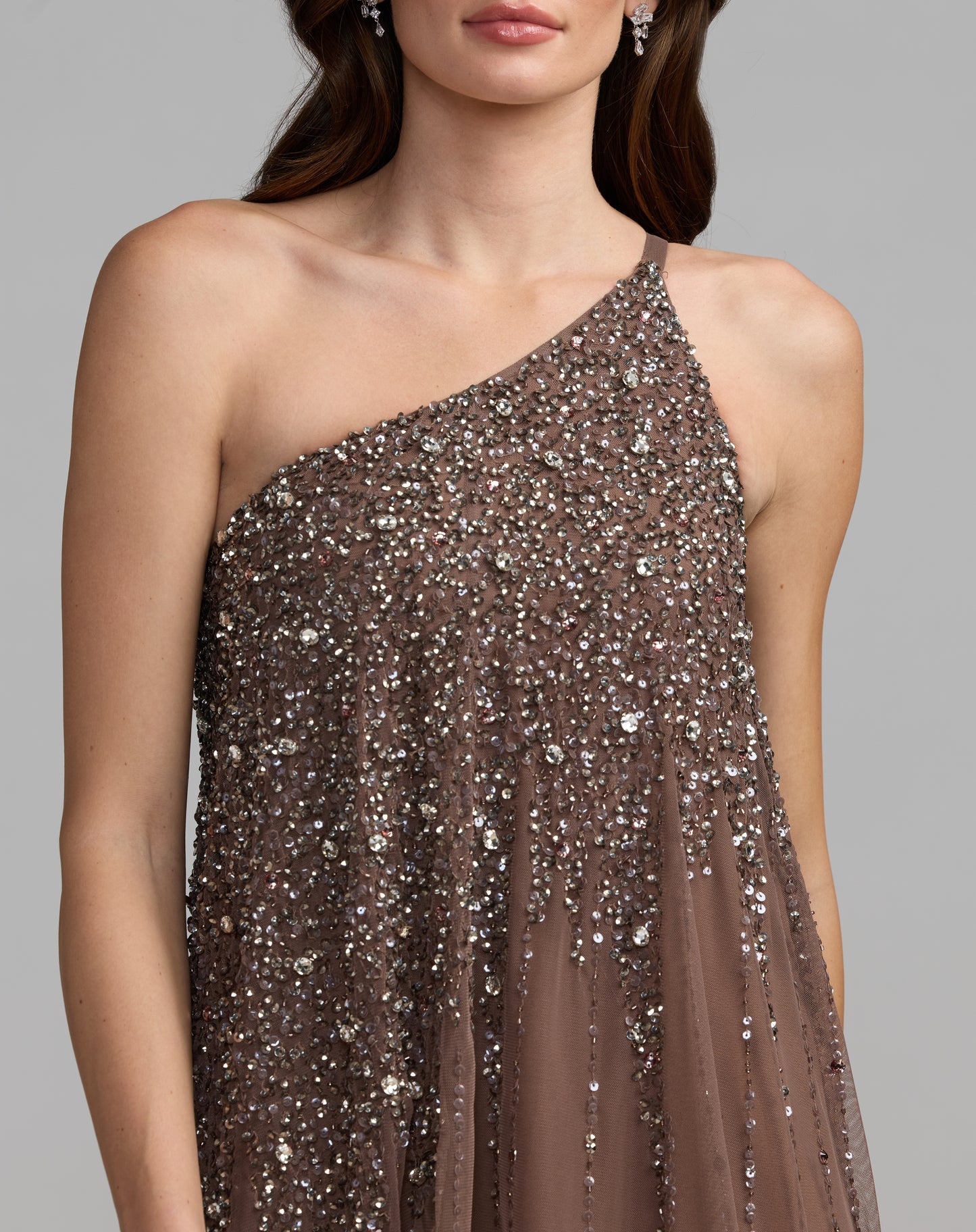 Mac Duggal 9224 Pink One Shoulder Embellished A-Line Gown