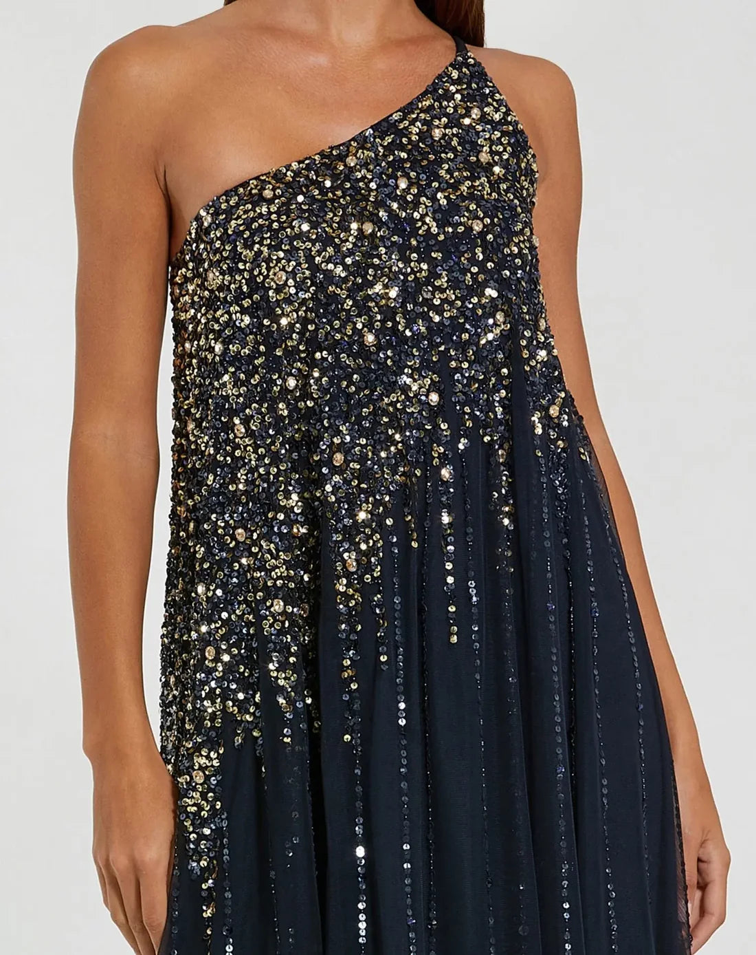 Mac Duggal 9224 Pink One Shoulder Embellished A-Line Gown