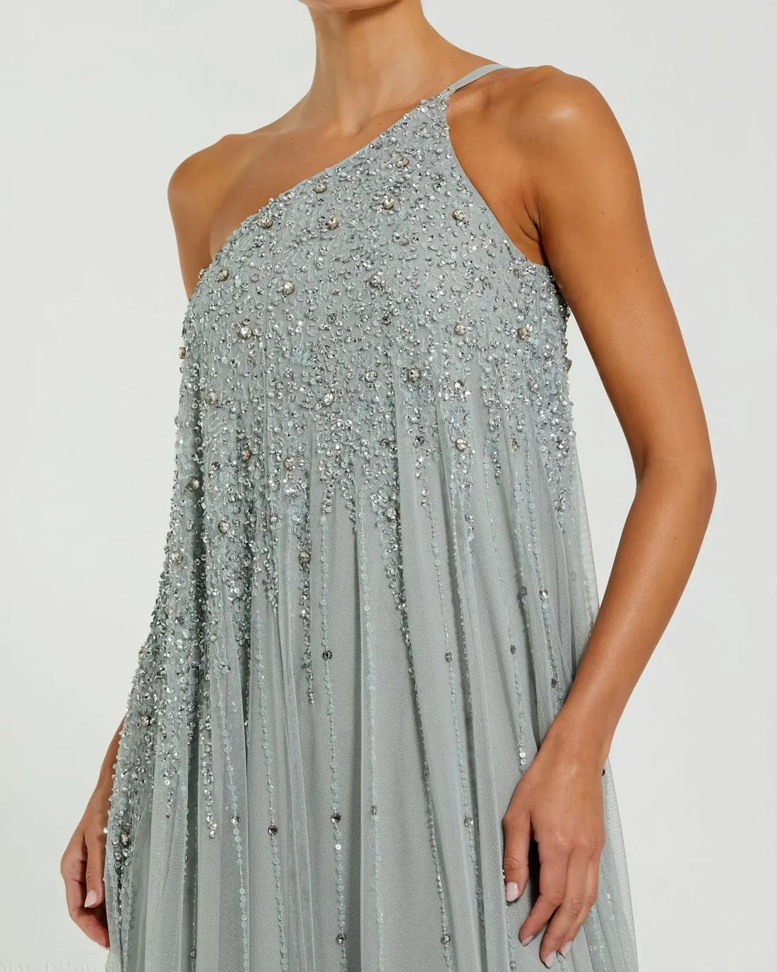 Mac Duggal 9224 Pink One Shoulder Embellished A-Line Gown