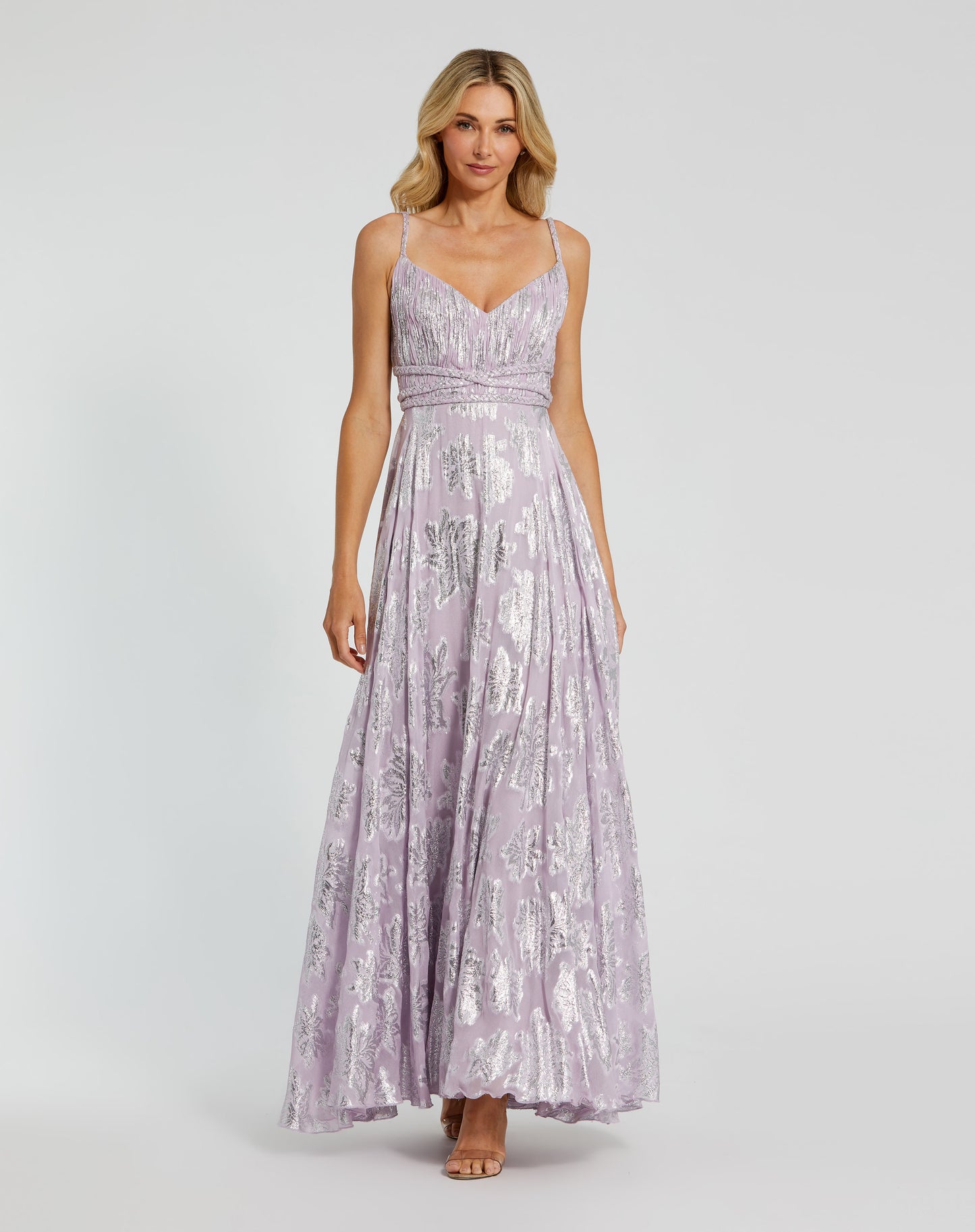 Mac Duggal 9310 Braided Strap A-Line Floral Gown