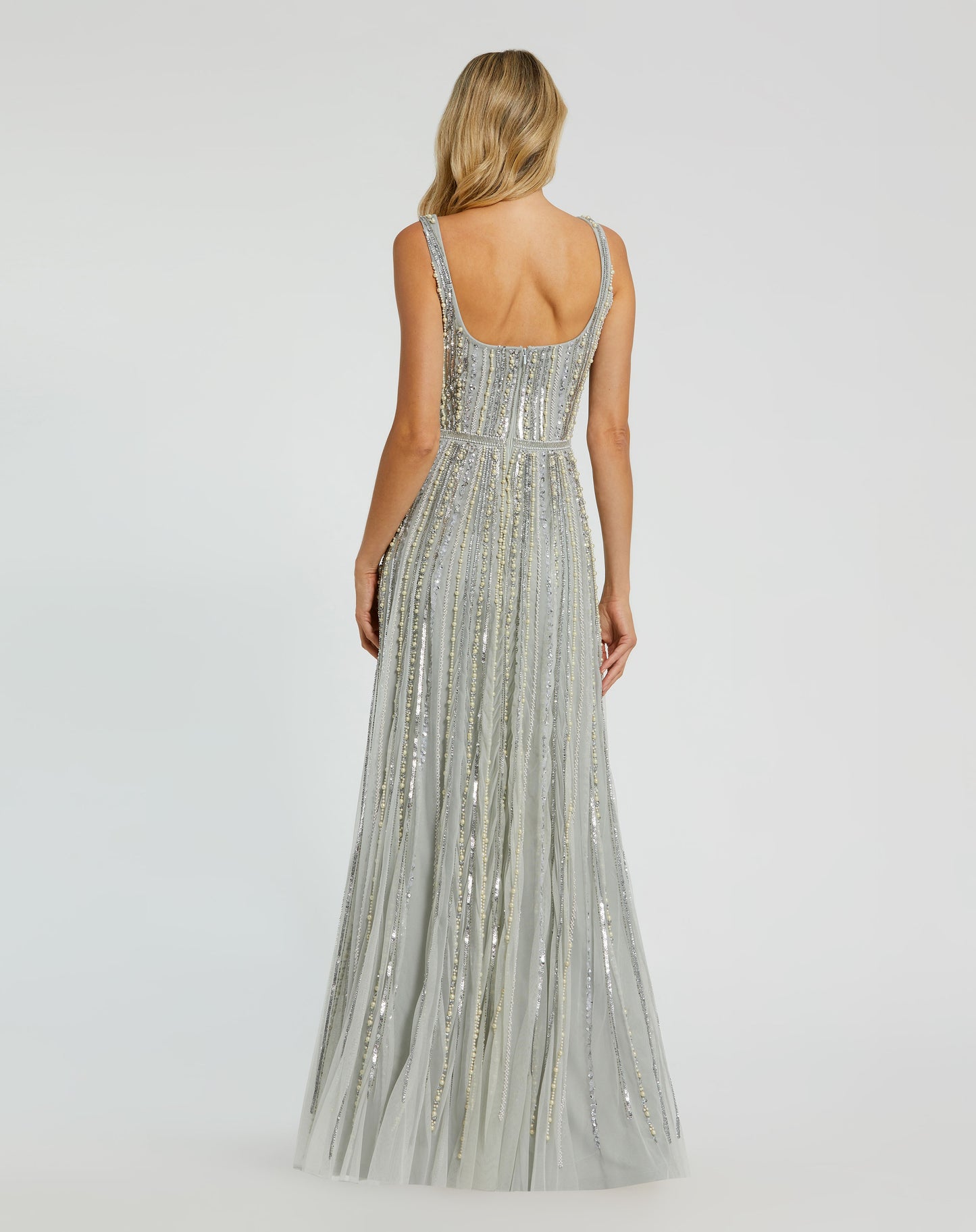 Mac Duggal 94080 Scoop Neck Gown With Striped Beading