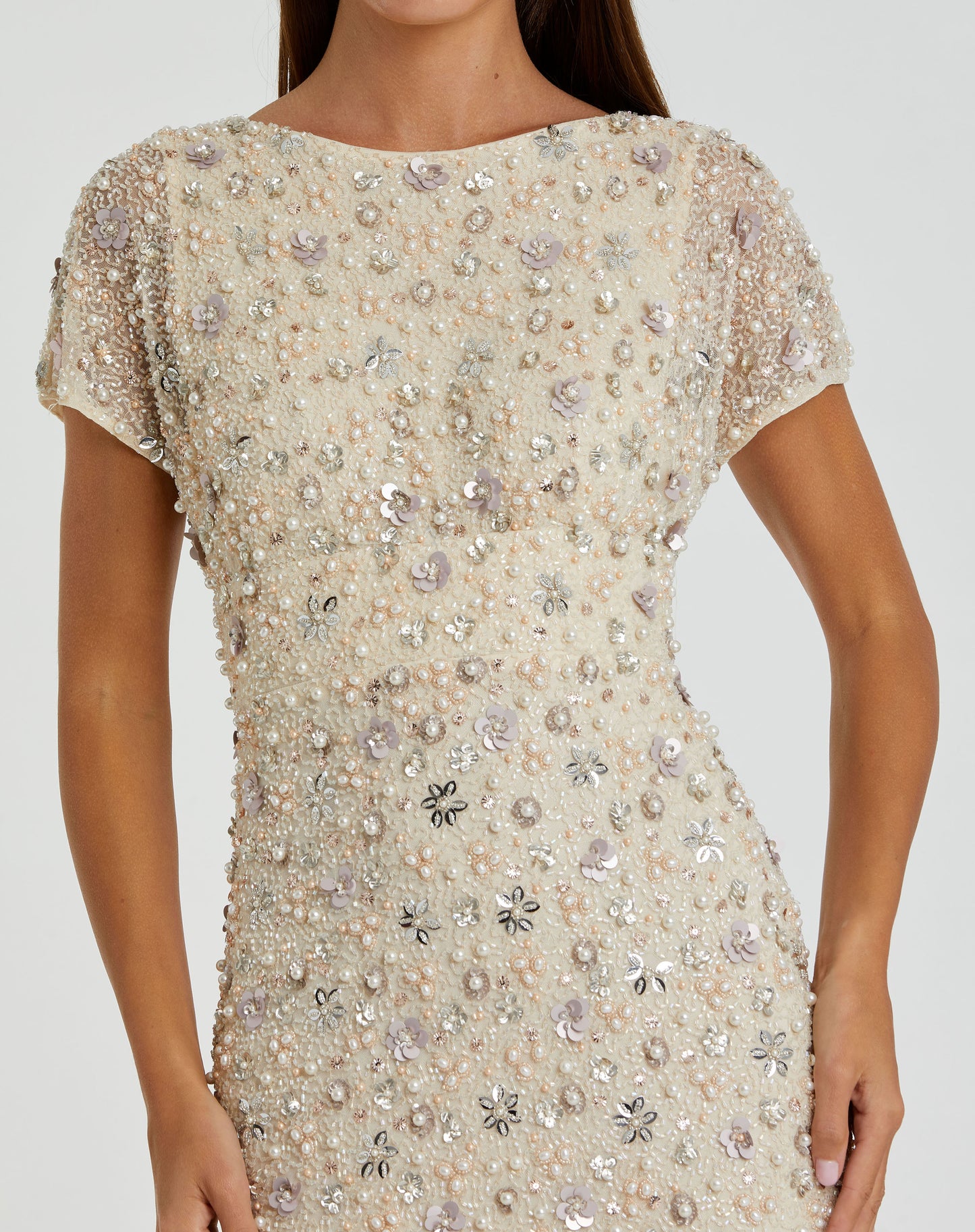 Mac Duggal 94205 Floral Embellished Mesh Fitted Blouson Gown