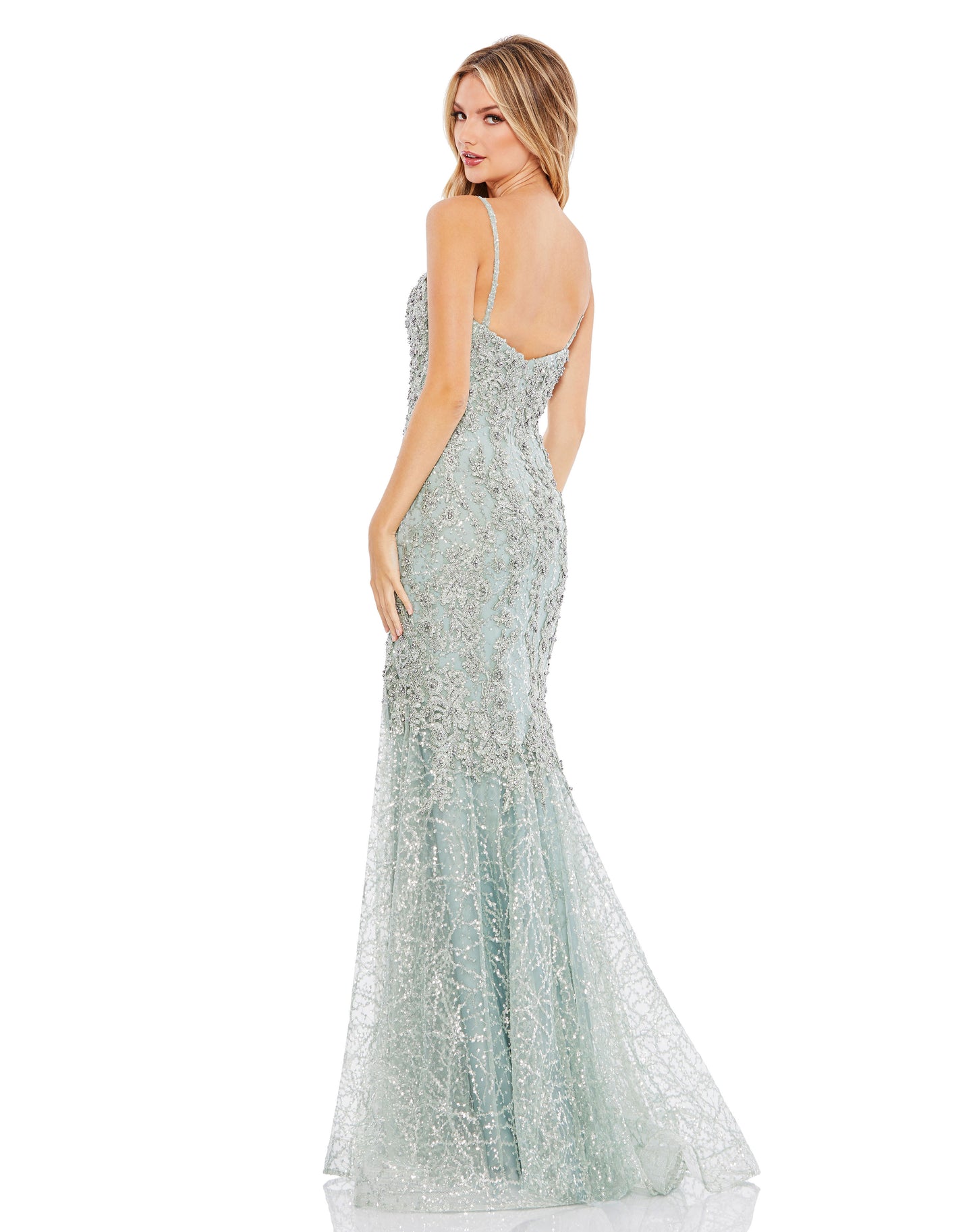 Mac Duggal A20242 Embellished Sleeveless Plunge Neck Trumpet Gown