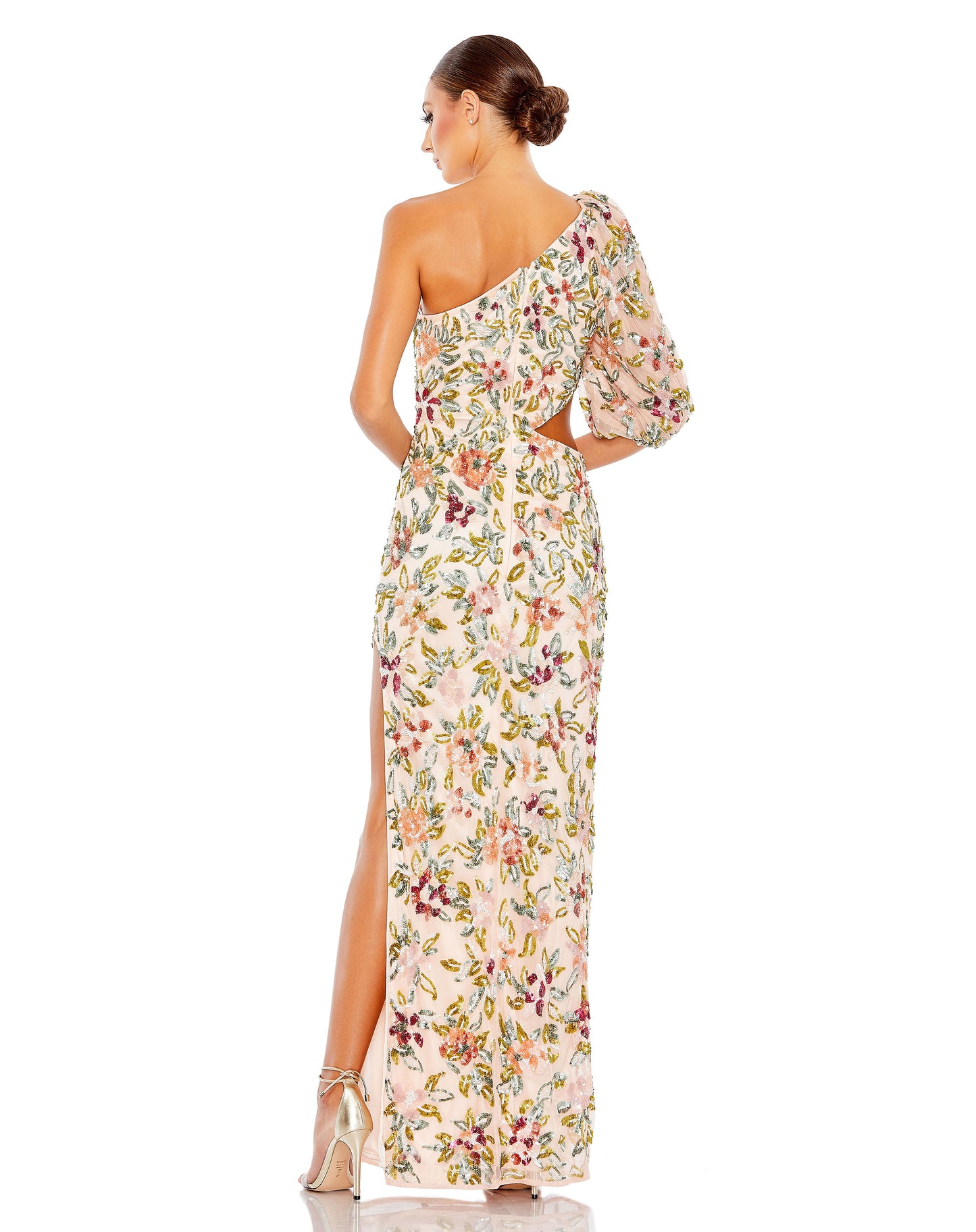 Mac Duggal A5567 One Shoulder Floral Embellished Gown