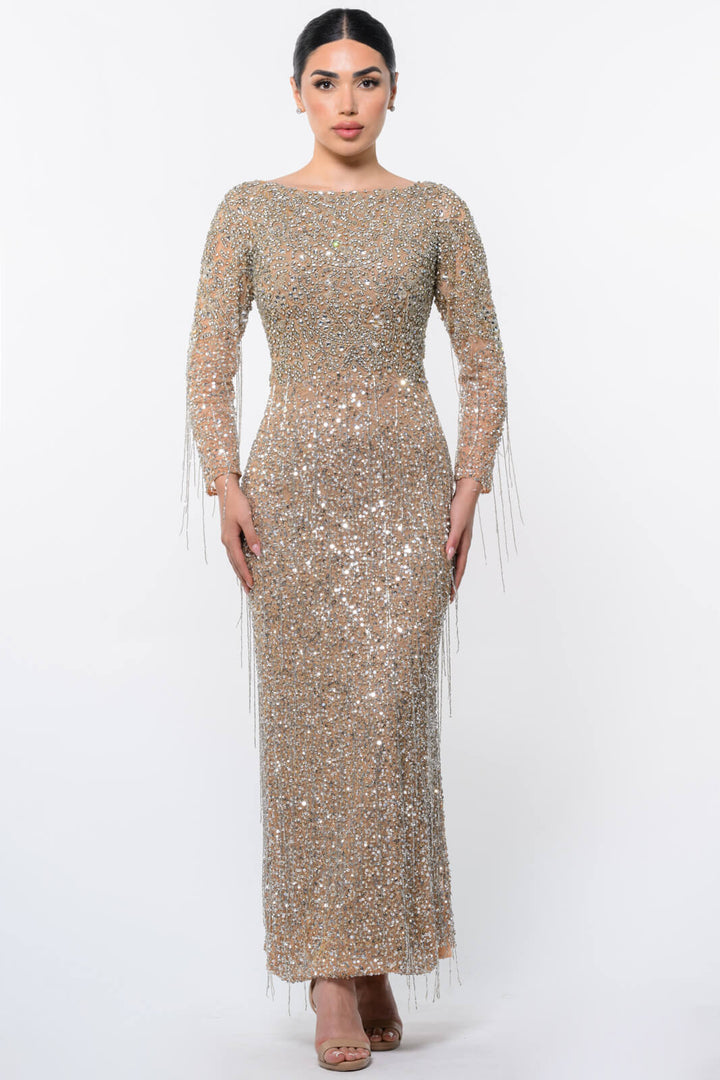 Aleya Long Sleeve Beaded Dress