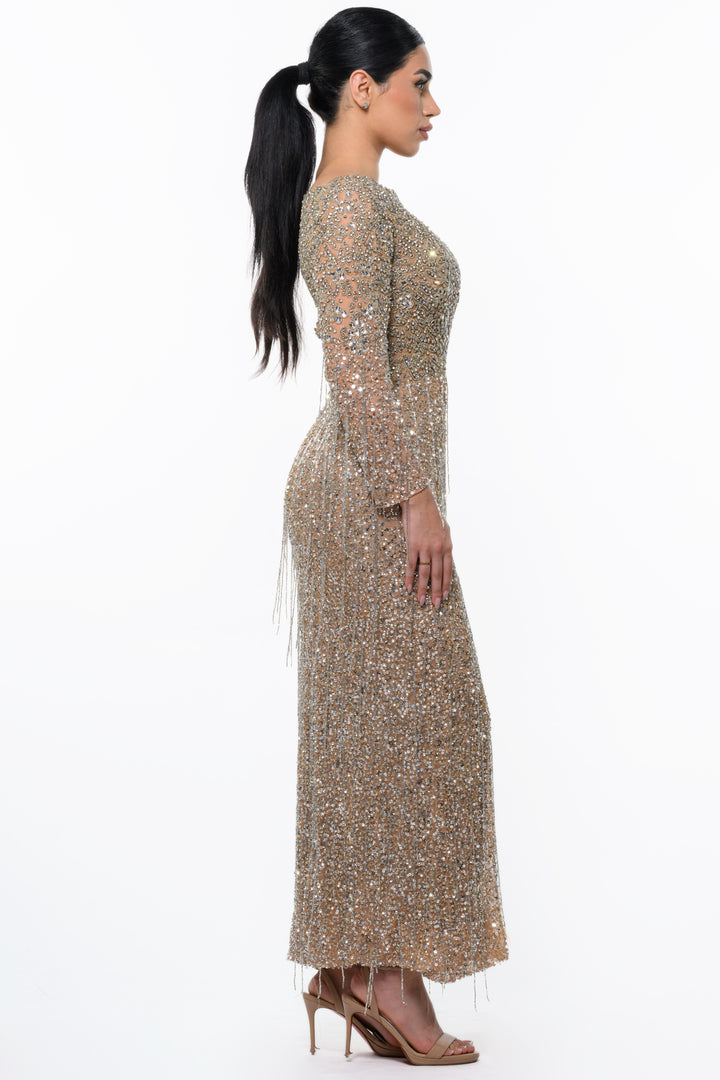 Aleya Long Sleeve Beaded Dress