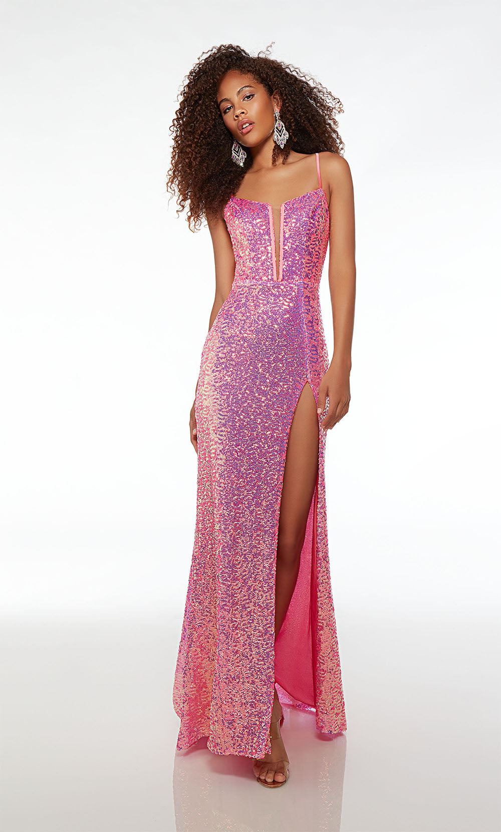 Alyce-61556-Plunging-Neckline-Strappy-Back-Front-Slit-Sequins-Straight-Barbie-Pink-Evening-Dress-B-Chic-Fashions-Prom-Dress