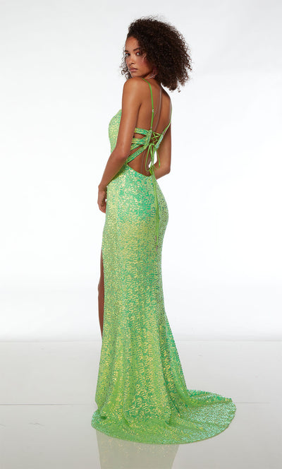 Alyce-61556-Plunging-Neckline-Strappy-Back-Front-Slit-Sequins-Straight-Electric-Lime-Evening-Dress-B-Chic-Fashions-Prom-Dress