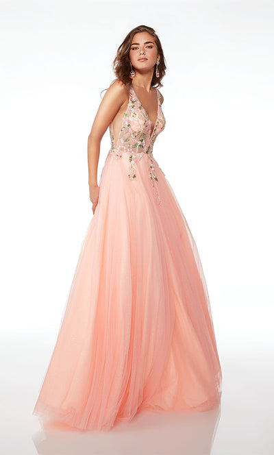 Alyce-61559-Plunging-Neckline-V-Shaped-Back-Hand-Beaded-Glitter-Tulle-Ball-Gown-Neon-Coral-Evening-Dress-B-Chic-Fashions-Prom-Dress
