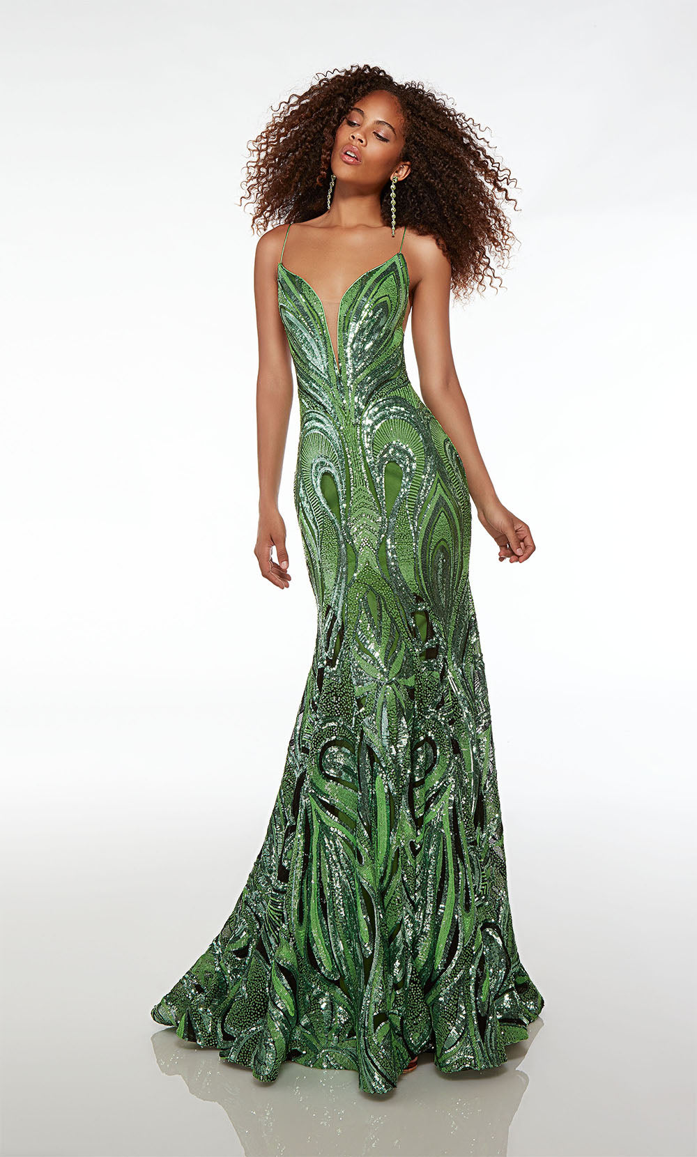 Alyce-61564-Plunging-Neckline-Lace-up-Back-Illusion-Side-Cutouts-Sequins-Fit-N-Flare-Green-Evening-Dress-B-Chic-Fashions-Prom-Dress