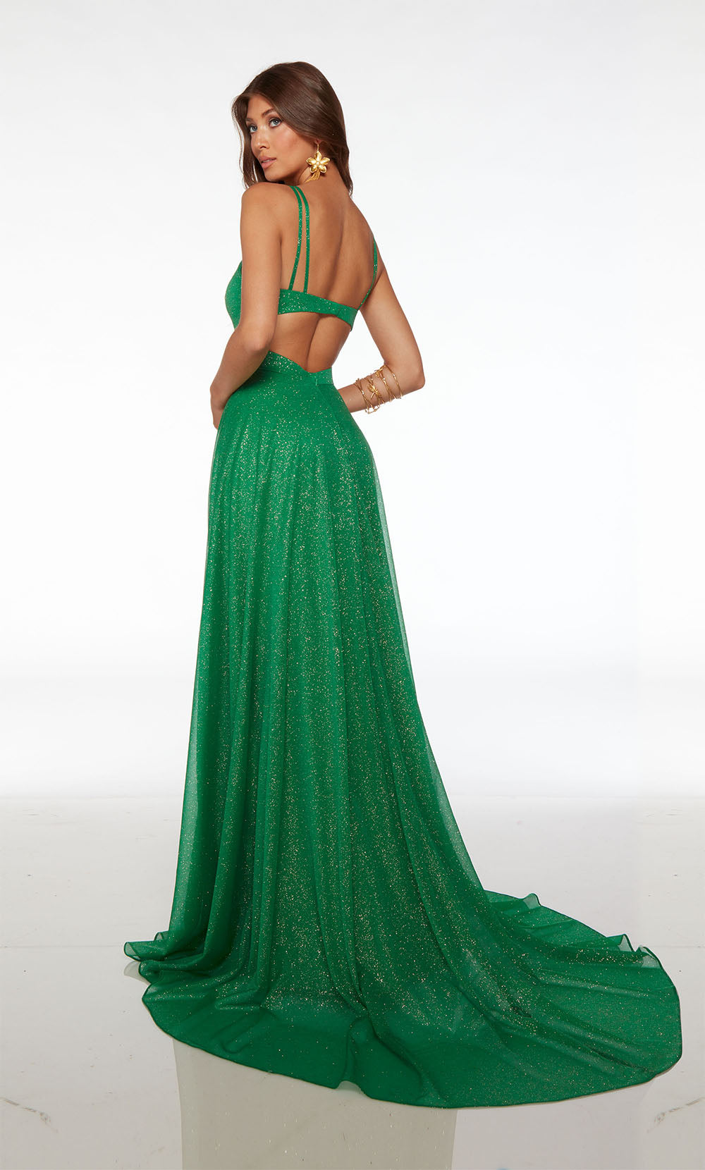 Alyce-61599-V-Neck-Neckline-Open-Back-Side-Cutouts-Glitter-Tulle-Fit-N-Flare-Emerald-Evening-Dress-B-Chic-Fashions-Prom-Dress