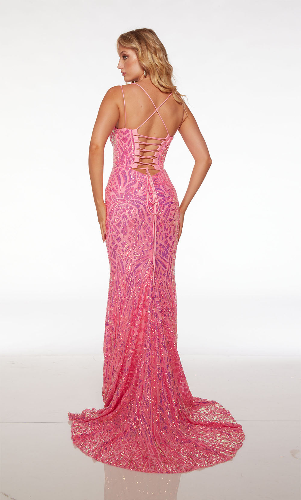 Alyce-61618-Plunging-Neckline-Lace-up-Back-Train-Sequins-Fit-N-Flare-Hot-Pink-Evening-Dress-B-Chic-Fashions-Prom-Dress