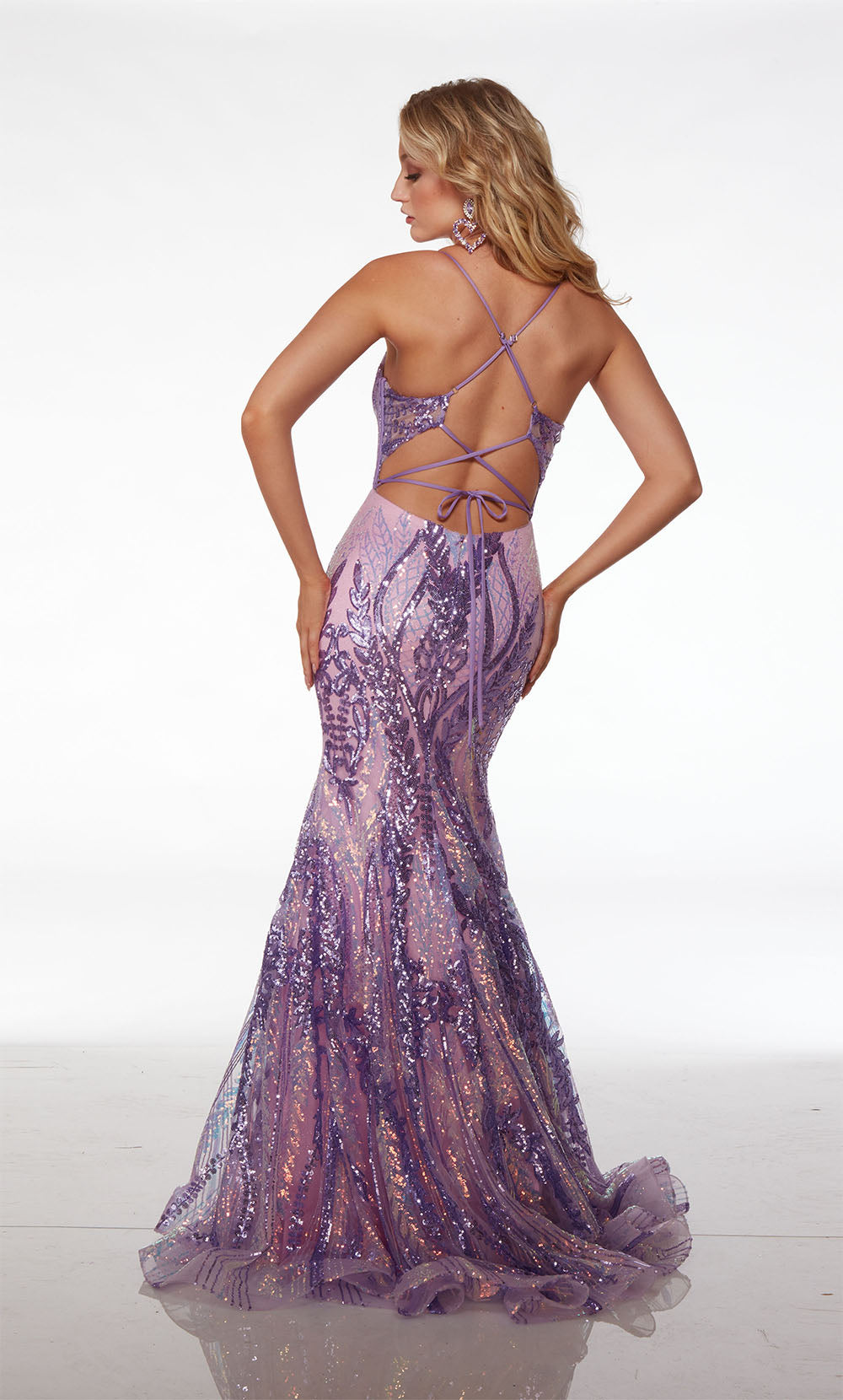 chinese dress ladies Sequin Tulle Mermaid V-Neck Dress with Strappy Back & Sweep Train main image 1