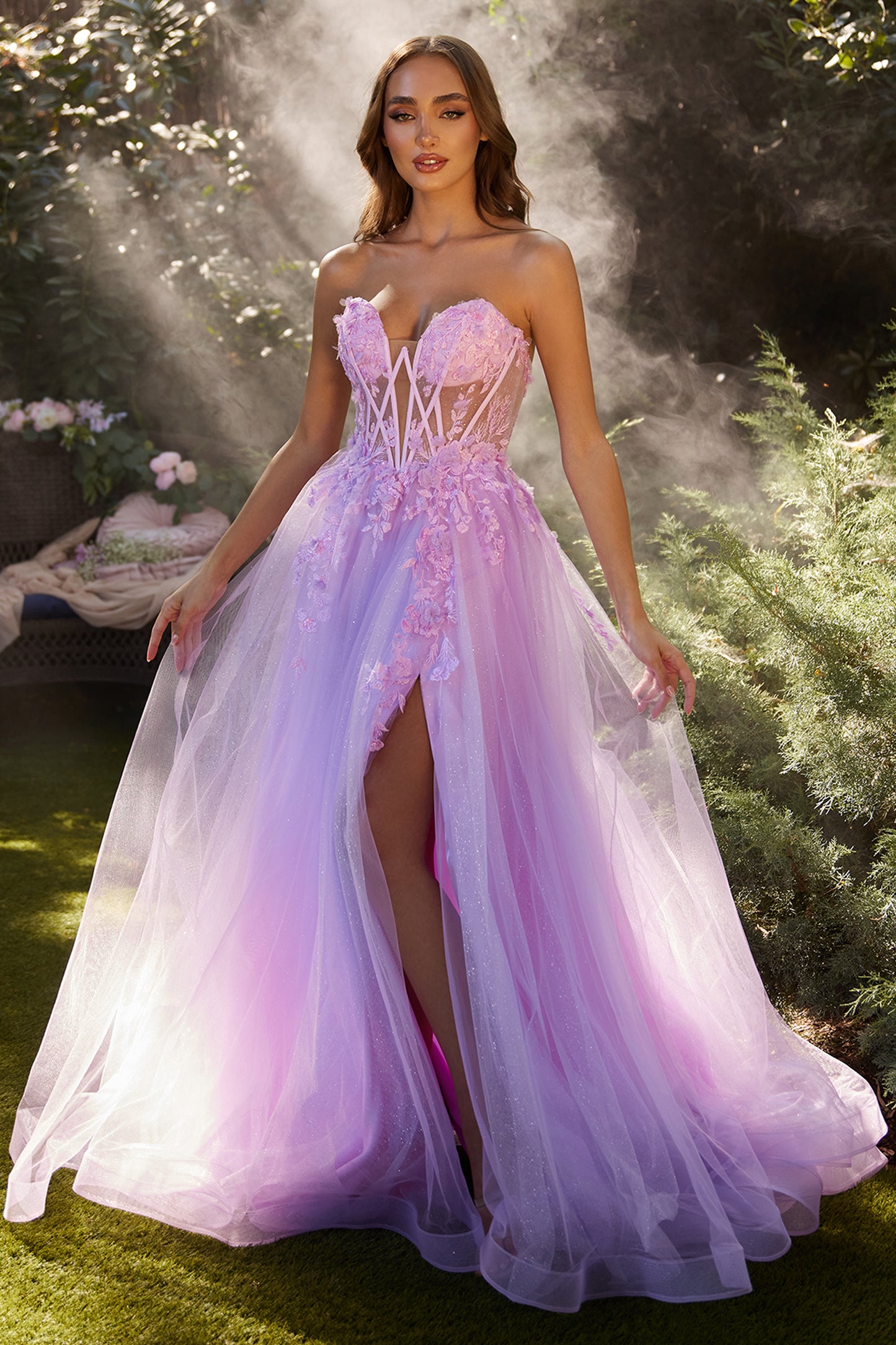 Andrea and Leo A1237 Off Shoulder Neckline Midrise Back Sweep Train Tulle A-Line Evening Dress B Chic Fashions Long Dress Evening Gowns