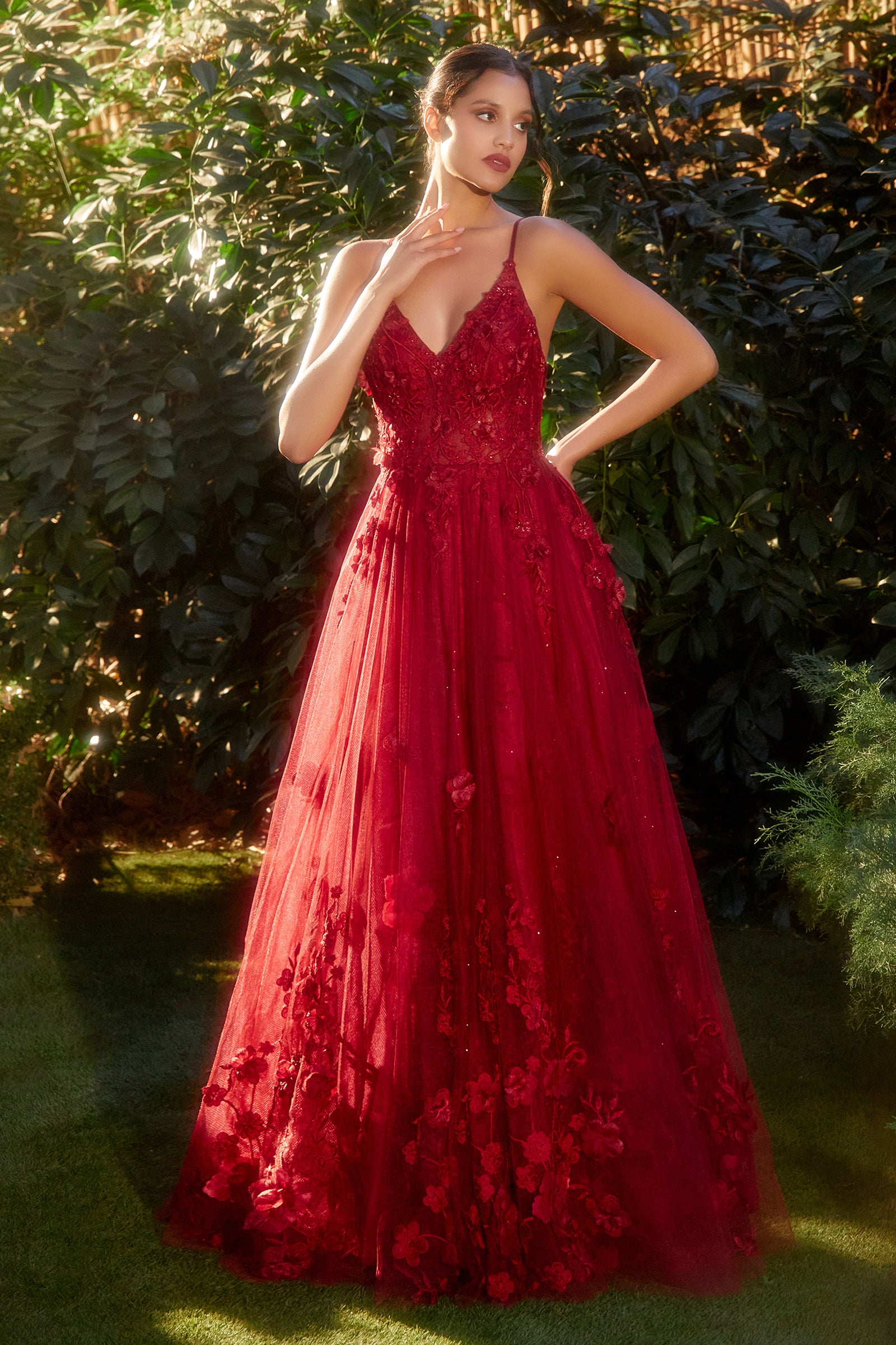 Andrea-and-Leo-A1326-V-Neck-Neckline-Midrise-Back-Sweep-Train-Lace-A-Line-Burgundy-Evening-Dress-B-Chic-Fashions-Prom-Dress