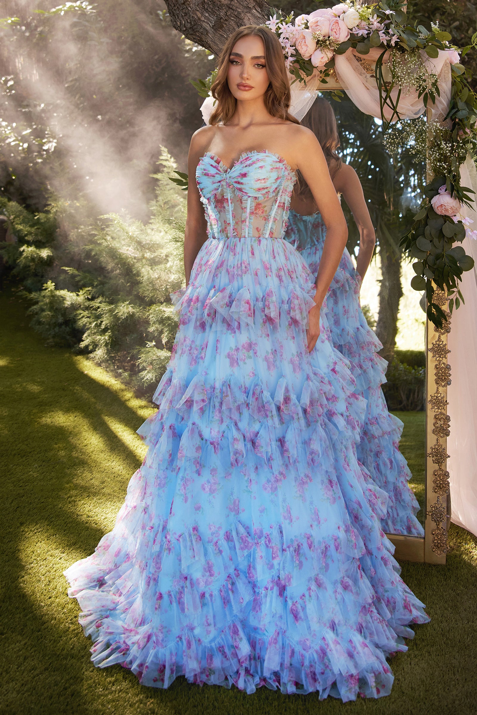 Shop Andrea and Leo A1334 Sweetheart Neckline Midrise Back Sweep Train Tulle A-Line Evening Dress – B Chic Fashions