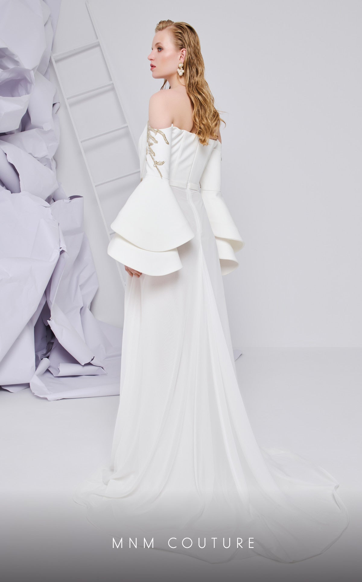 MNM Couture B1103 Graceful Crepe Off-Shoulder Gown