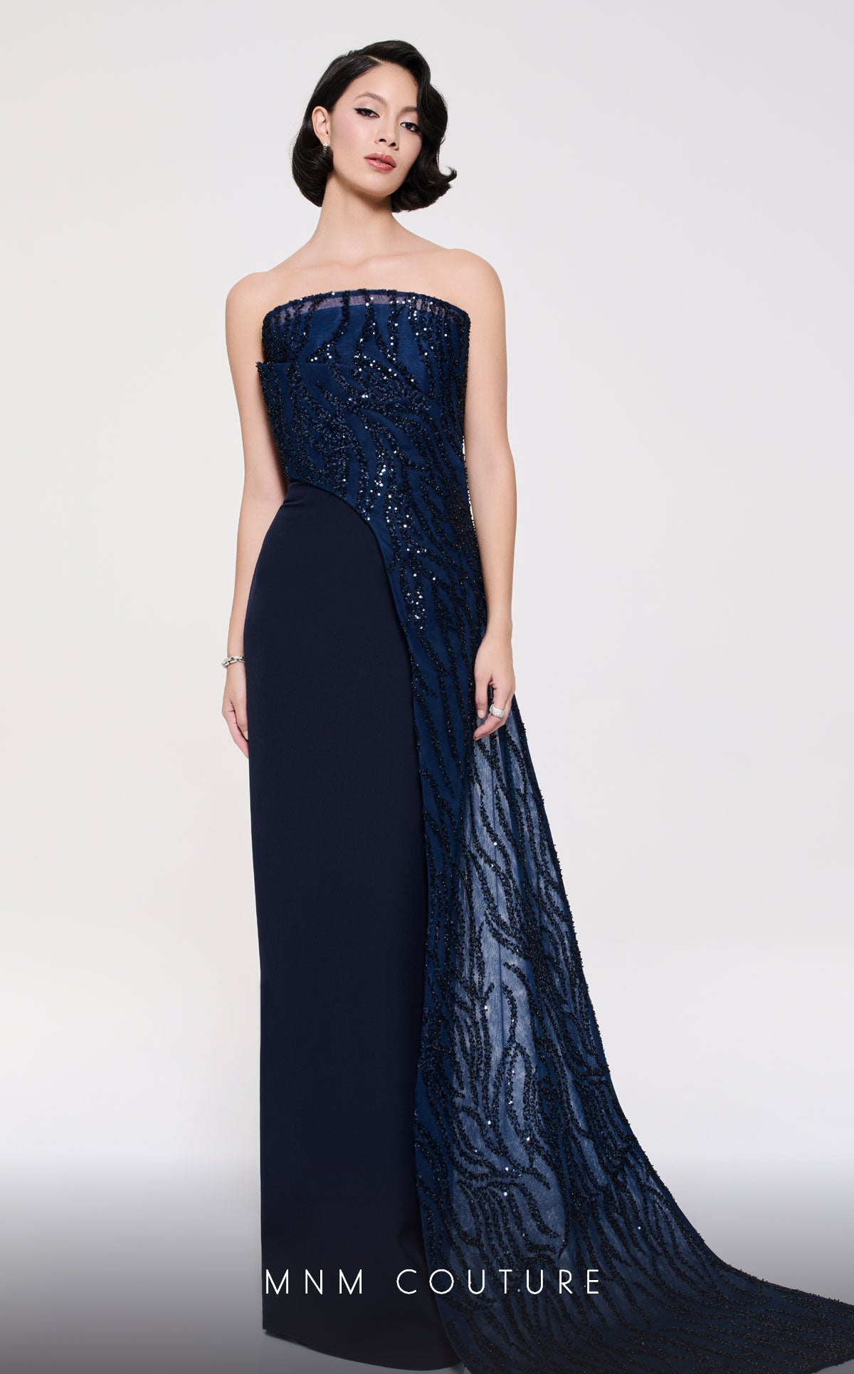 MNM Couture B1116 Sleek Crepe Column Gown