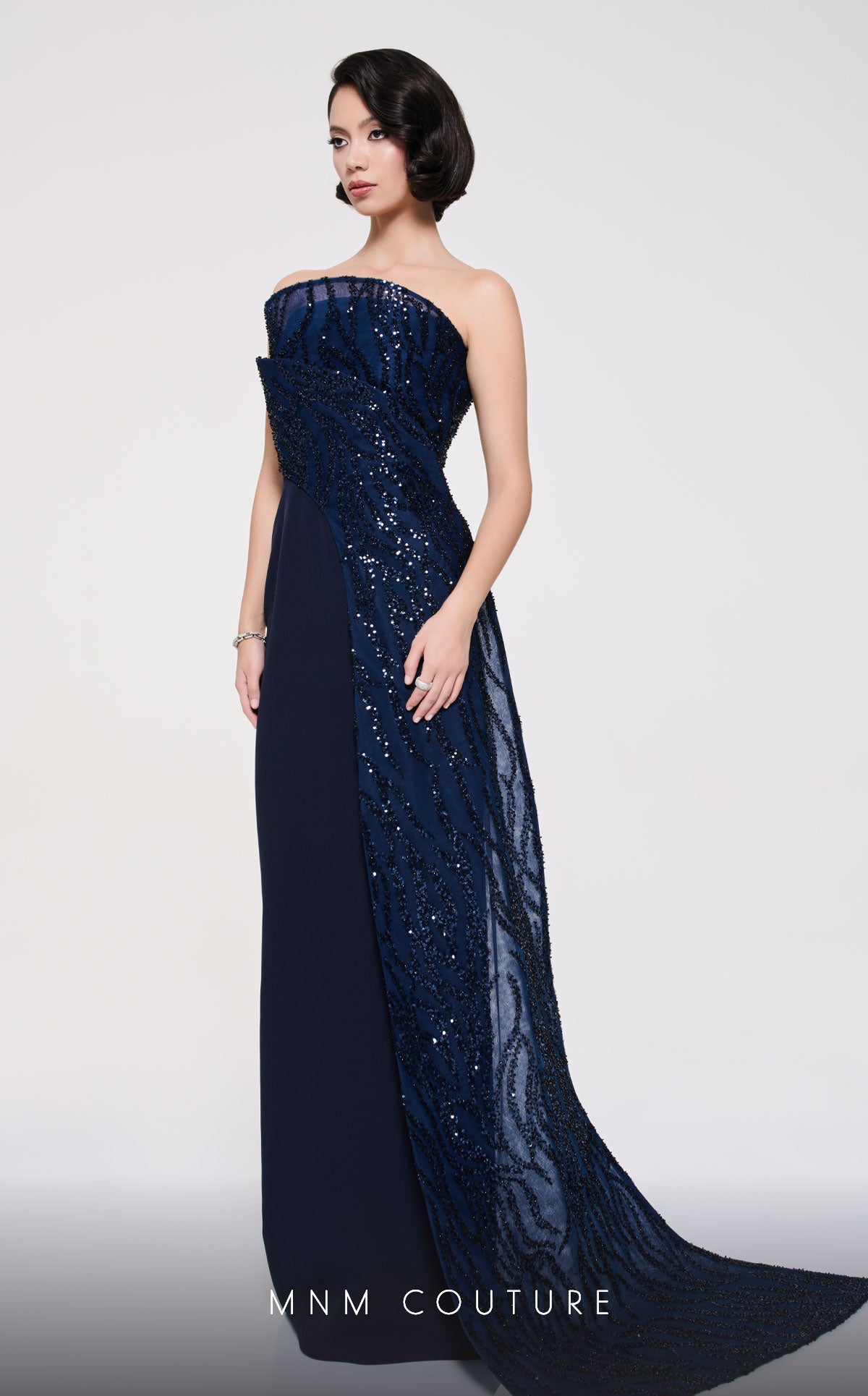 MNM Couture B1116 Sleek Crepe Column Gown