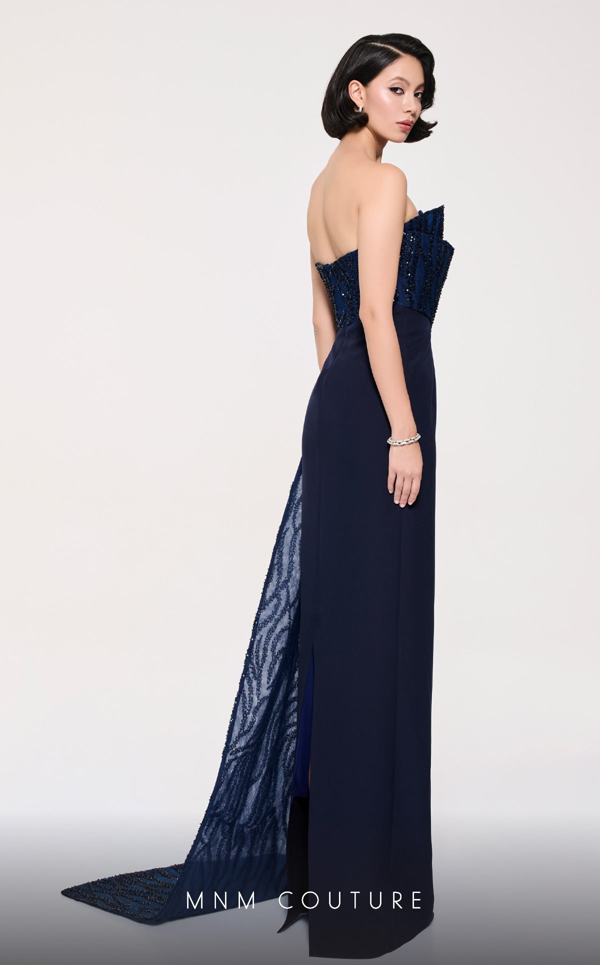 MNM Couture B1116 Sleek Crepe Column Gown