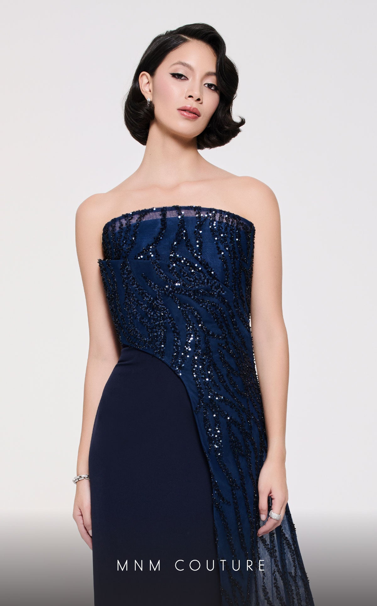 MNM Couture B1116 Sleek Crepe Column Gown