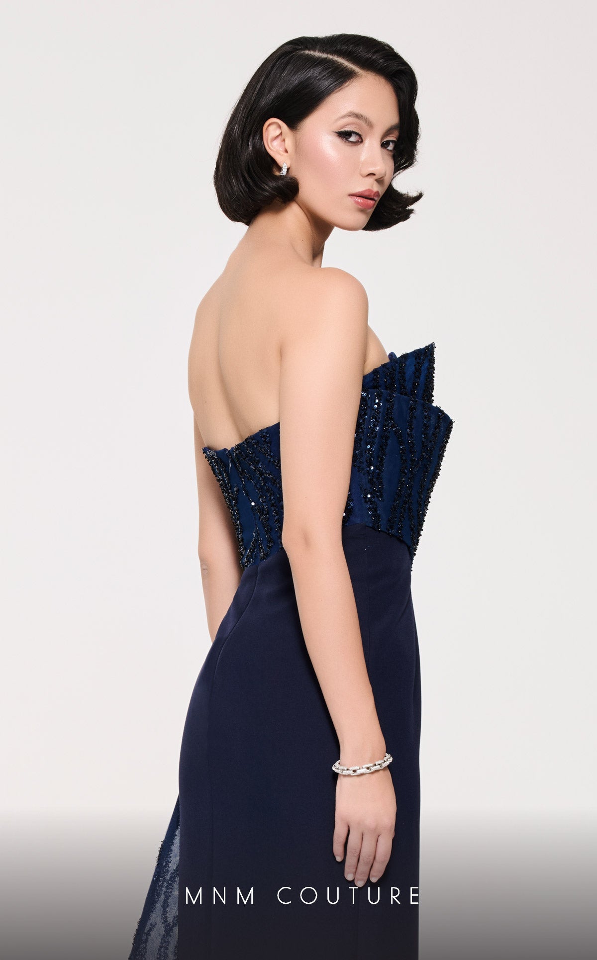 MNM Couture B1116 Sleek Crepe Column Gown