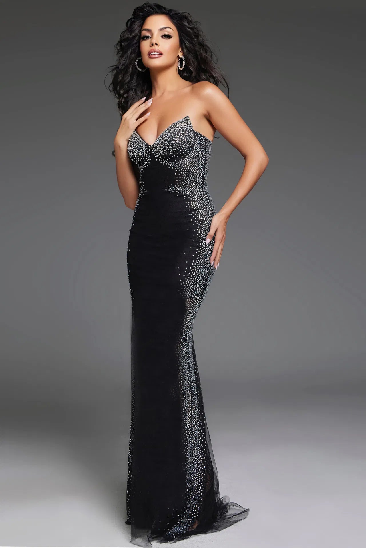 Jovani D5503 Strapless Illusion Gown with Sparkling Details