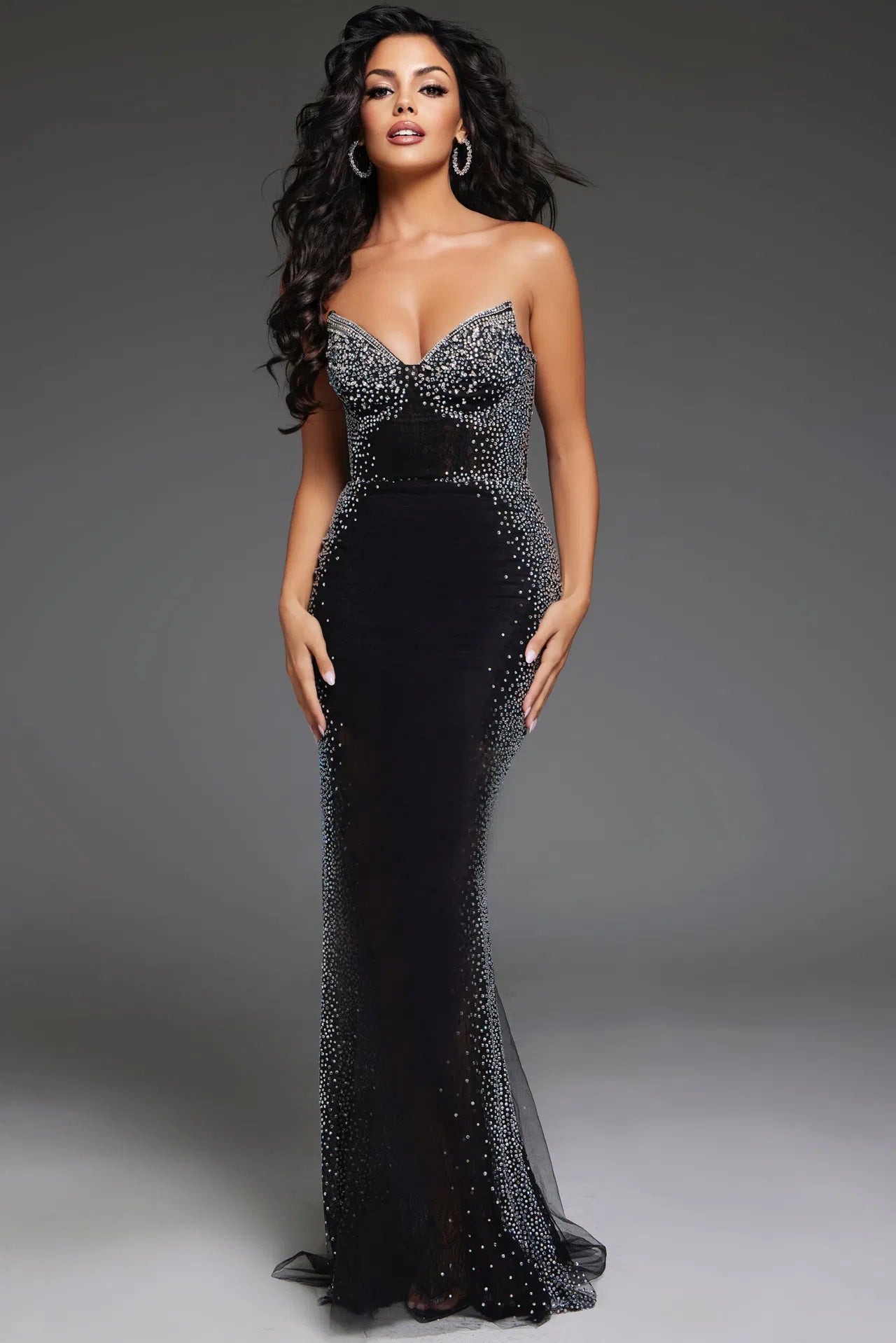 Jovani D5503 Strapless Illusion Gown with Sparkling Details