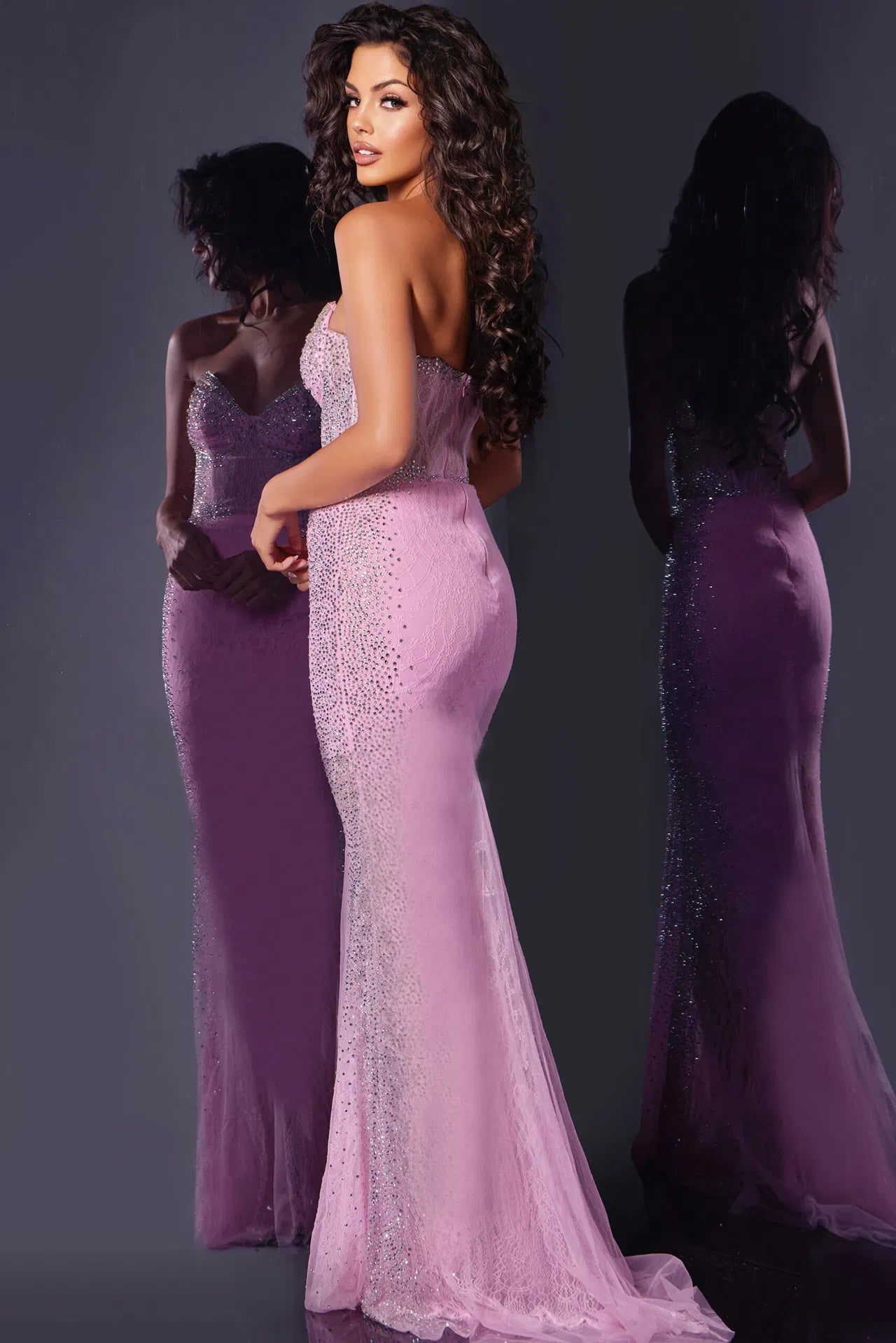 Jovani D5503 Strapless Illusion Gown with Sparkling Details