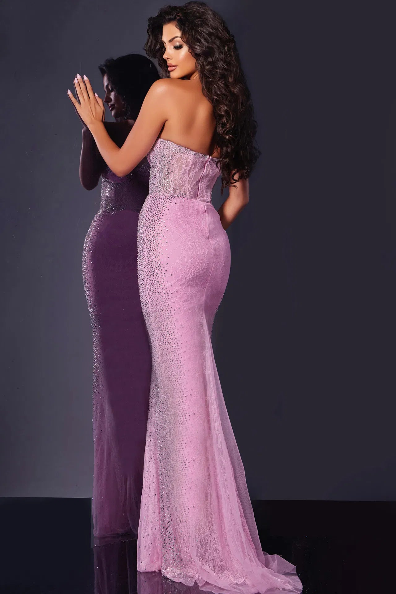 Jovani D5503 Strapless Illusion Gown with Sparkling Details