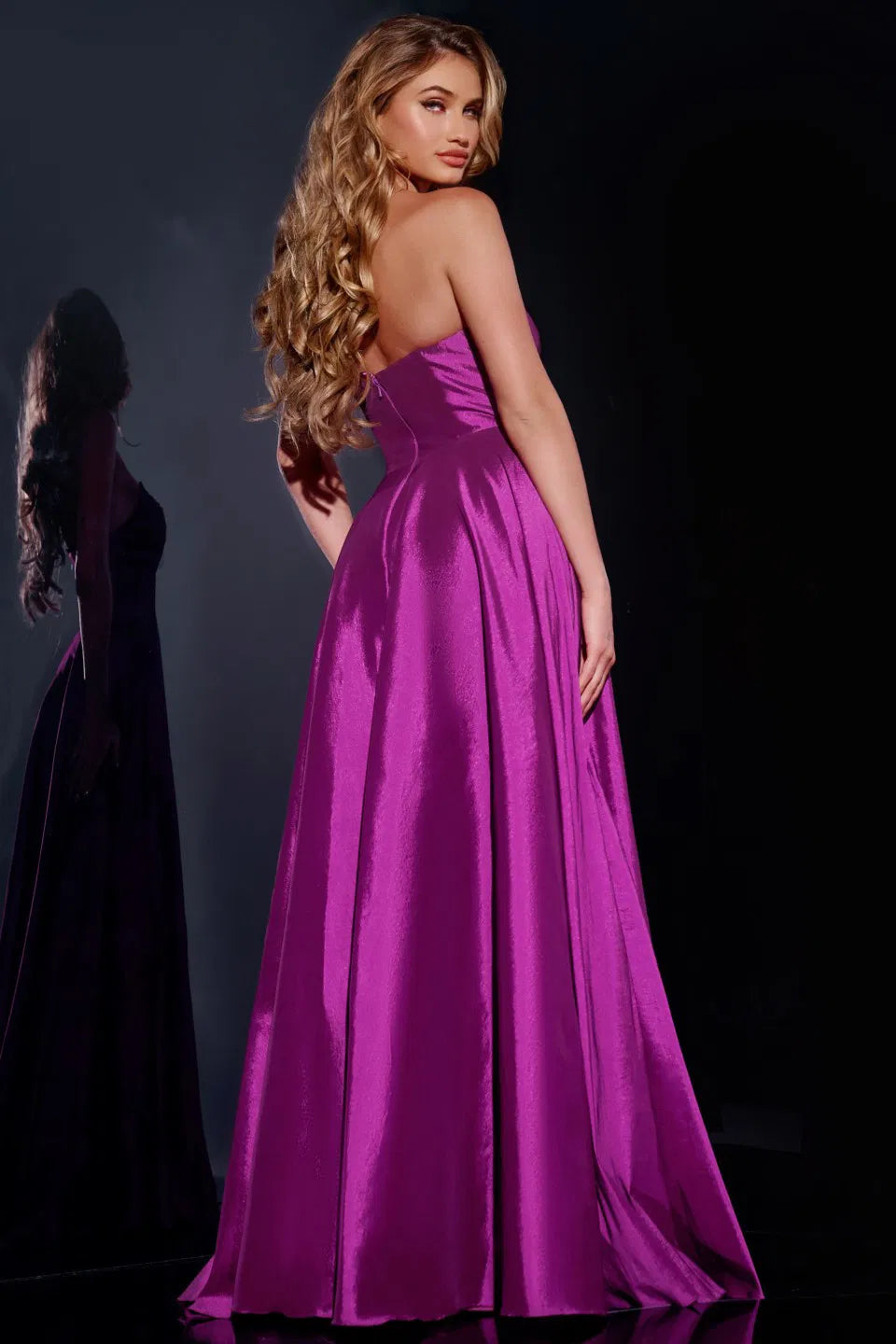 Jovani D5822 Strapless A-Line Gown with High Slit