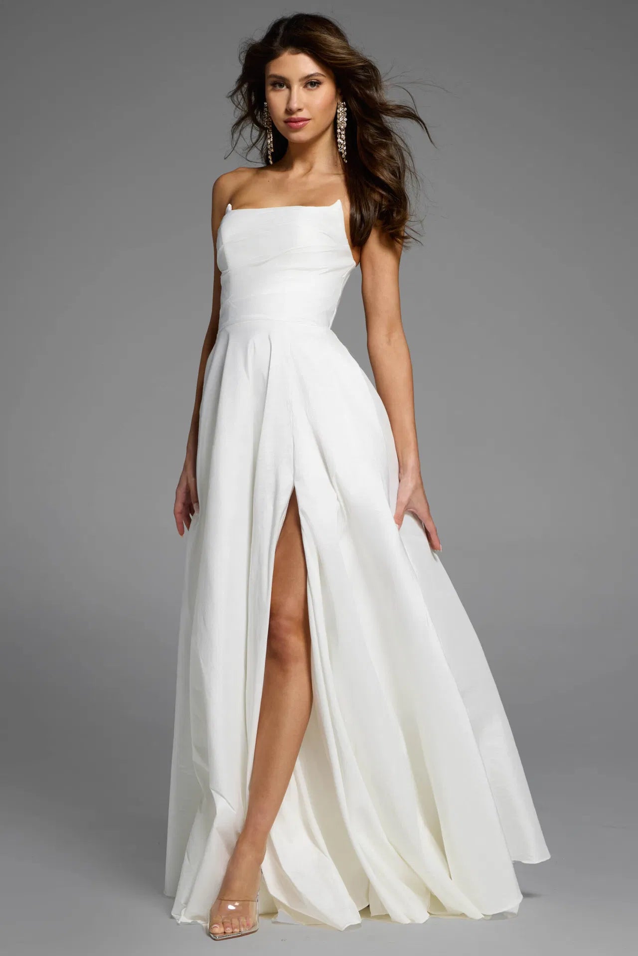 Jovani D5822 Strapless A-Line Gown with High Slit