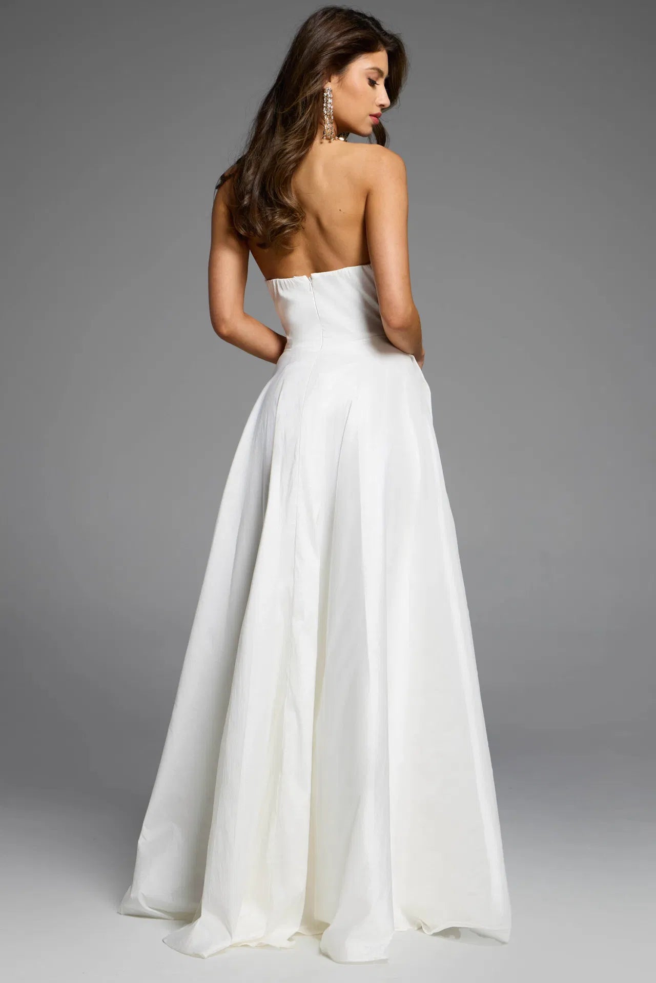 Jovani D5822 Strapless A-Line Gown with High Slit
