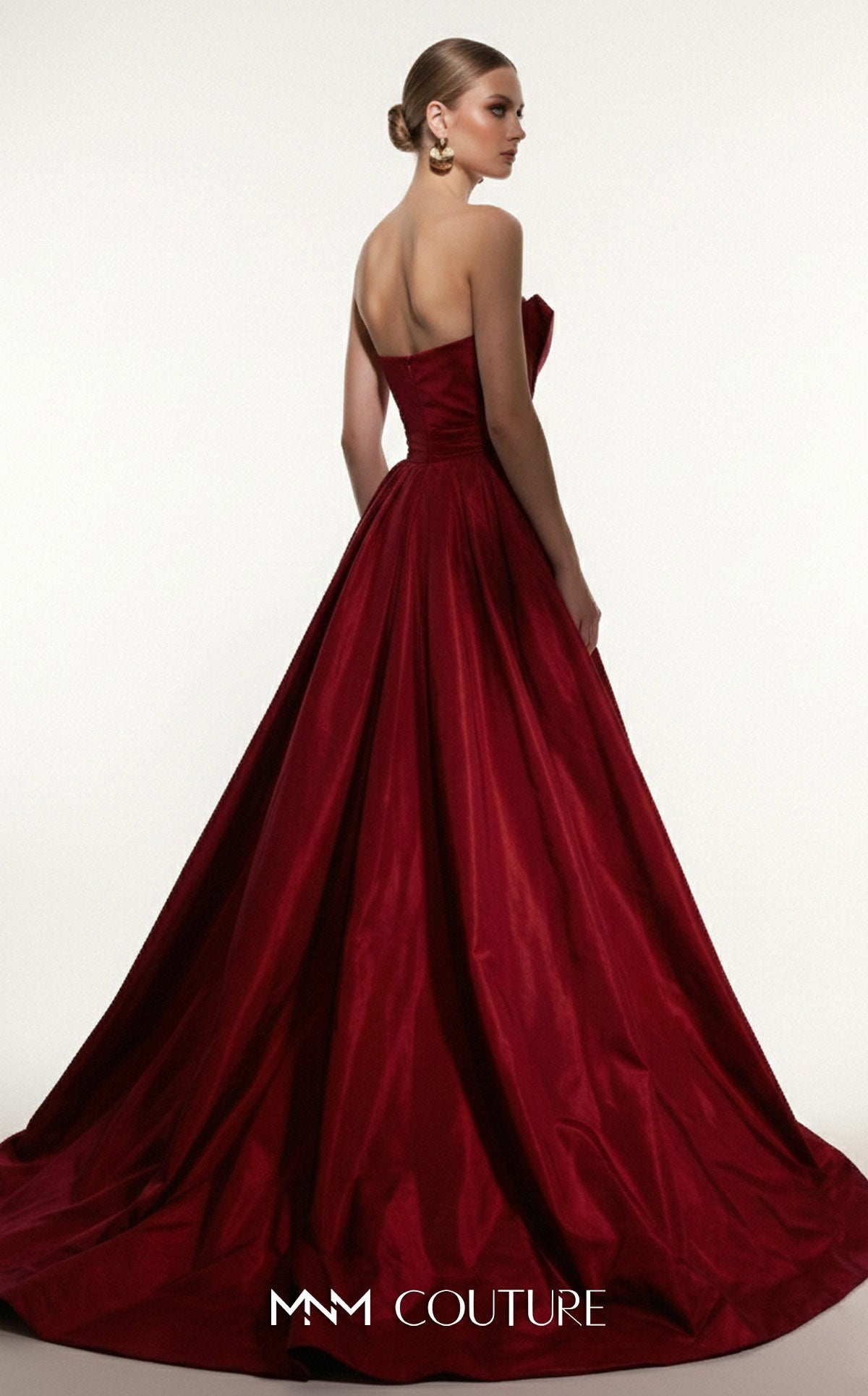 MNM Couture F03006 Red Strapless Ballgown with Overskirt