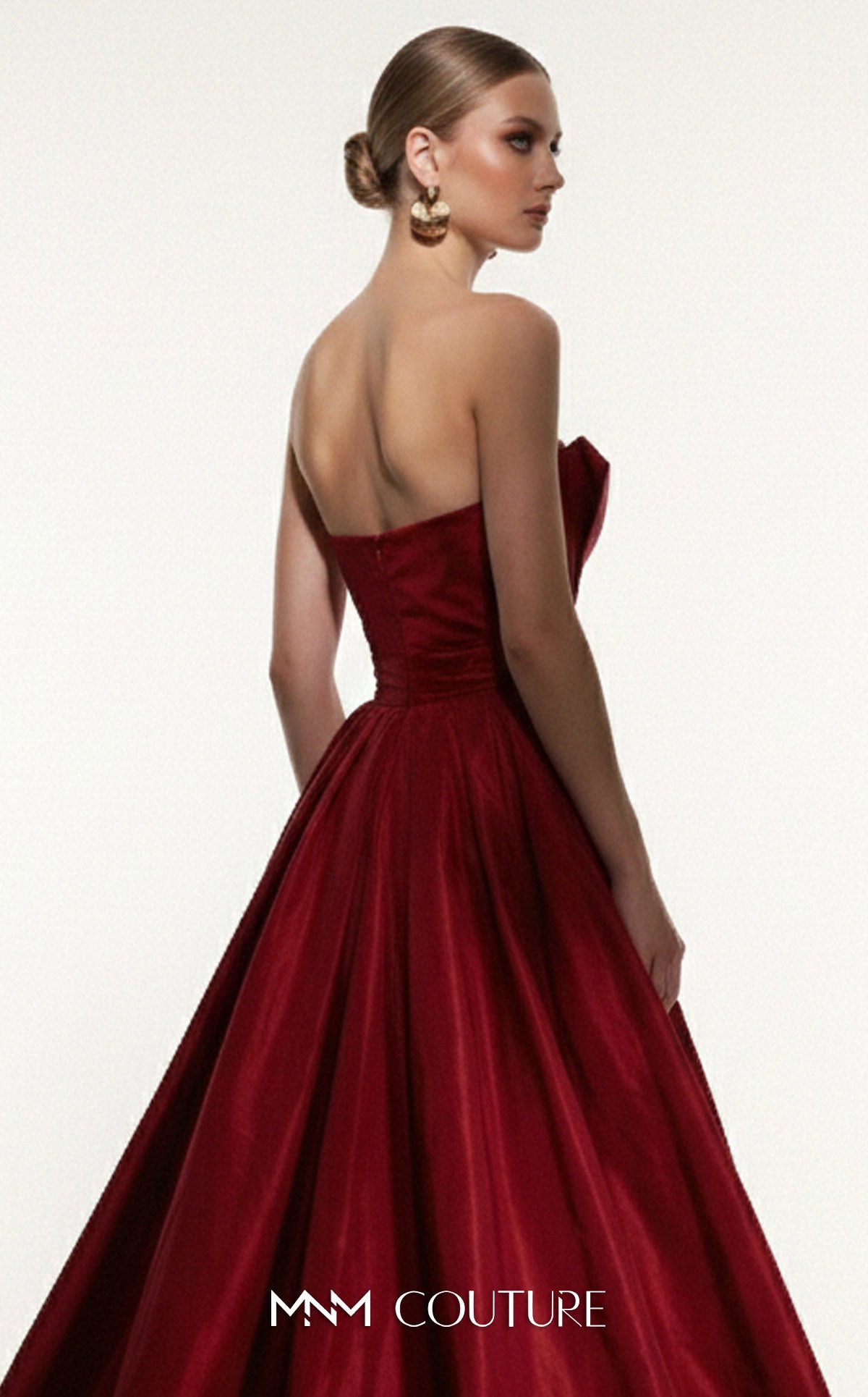 MNM Couture F03006 Red Strapless Ballgown with Overskirt