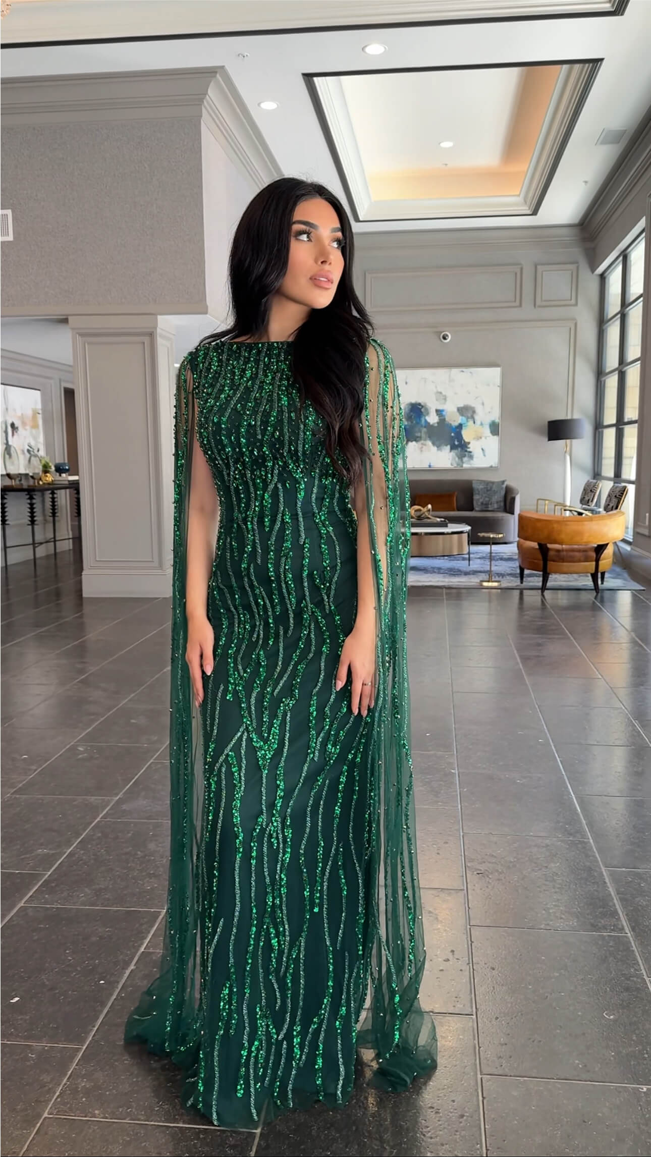 modest evening dresses Long Sleeve Green Gown 5632Y this gown is a captivating choice for those seeking timeless sophistication at formal events Modest Clothing Club L