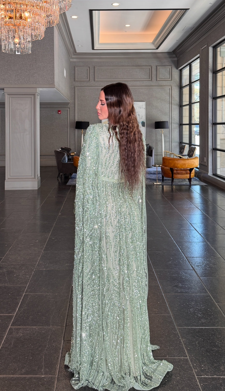 Nilah Embellished Cape Sleeve Dress | Iyza Belaar only at B Chic Fashions Nikah Emerald Green / 14 Nilah Embellished Cape Sleeve Dress | Iyza Belaar only at B Chic Fashions Nikah Emerald Green / 14
