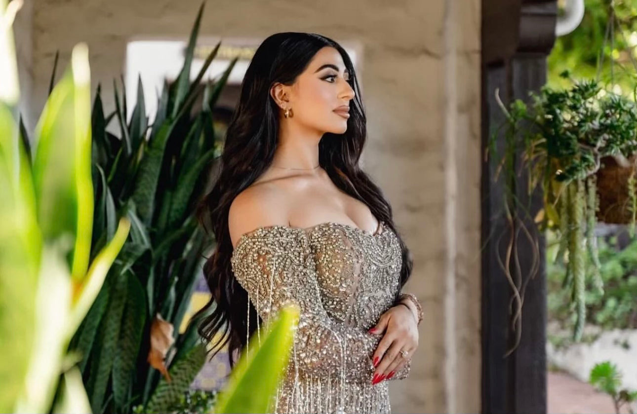 Samira Long Sleeve Beaded Dress | Modest Evening Wear by Iyza Belaar B Chic Fashions Samira Long Sleeve Beaded Dress | Modest Evening Wear by Iyza Belaar B Chic Fashions