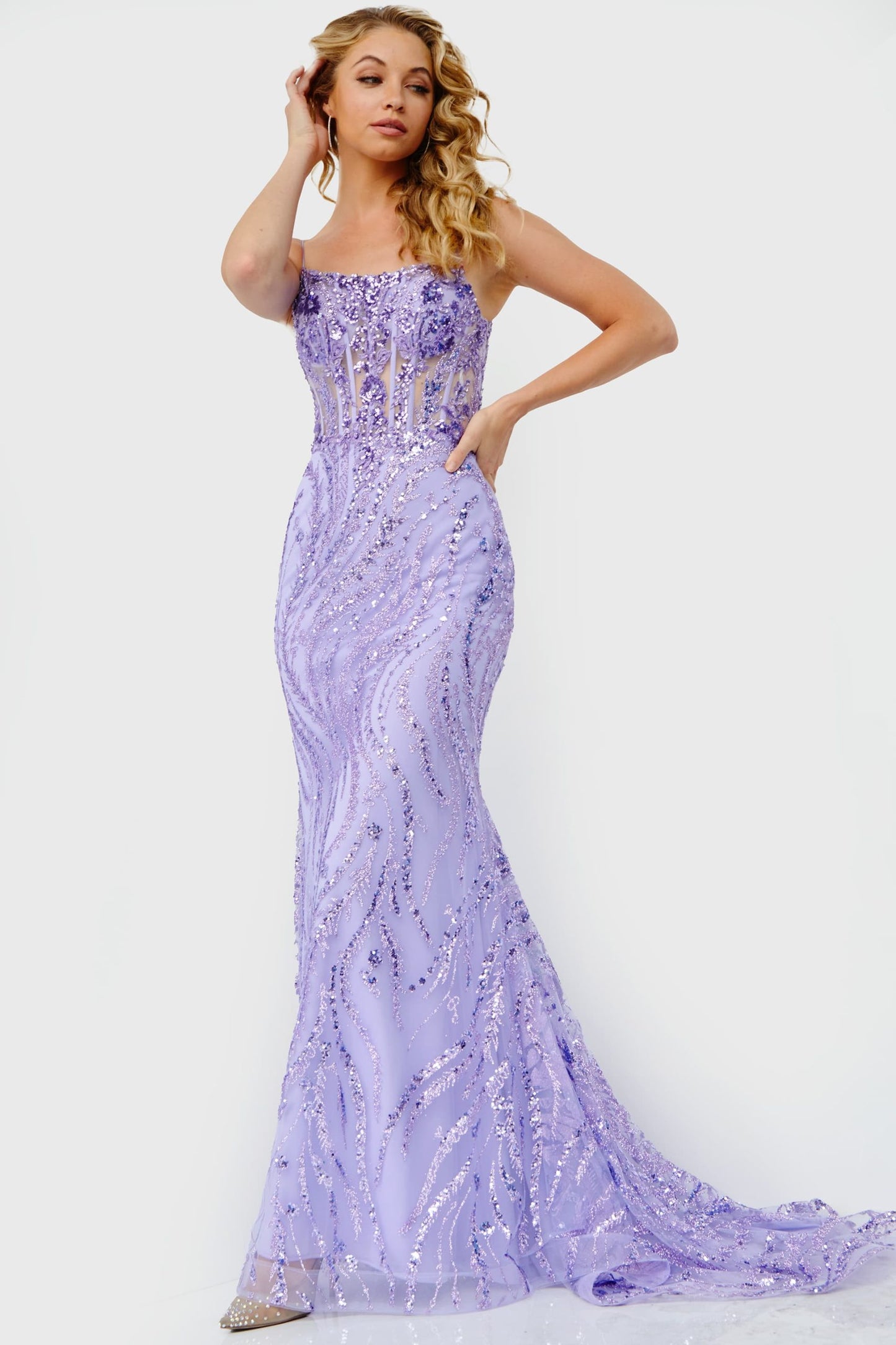 Jovani 23250 Tie Back Embellished Prom Dress