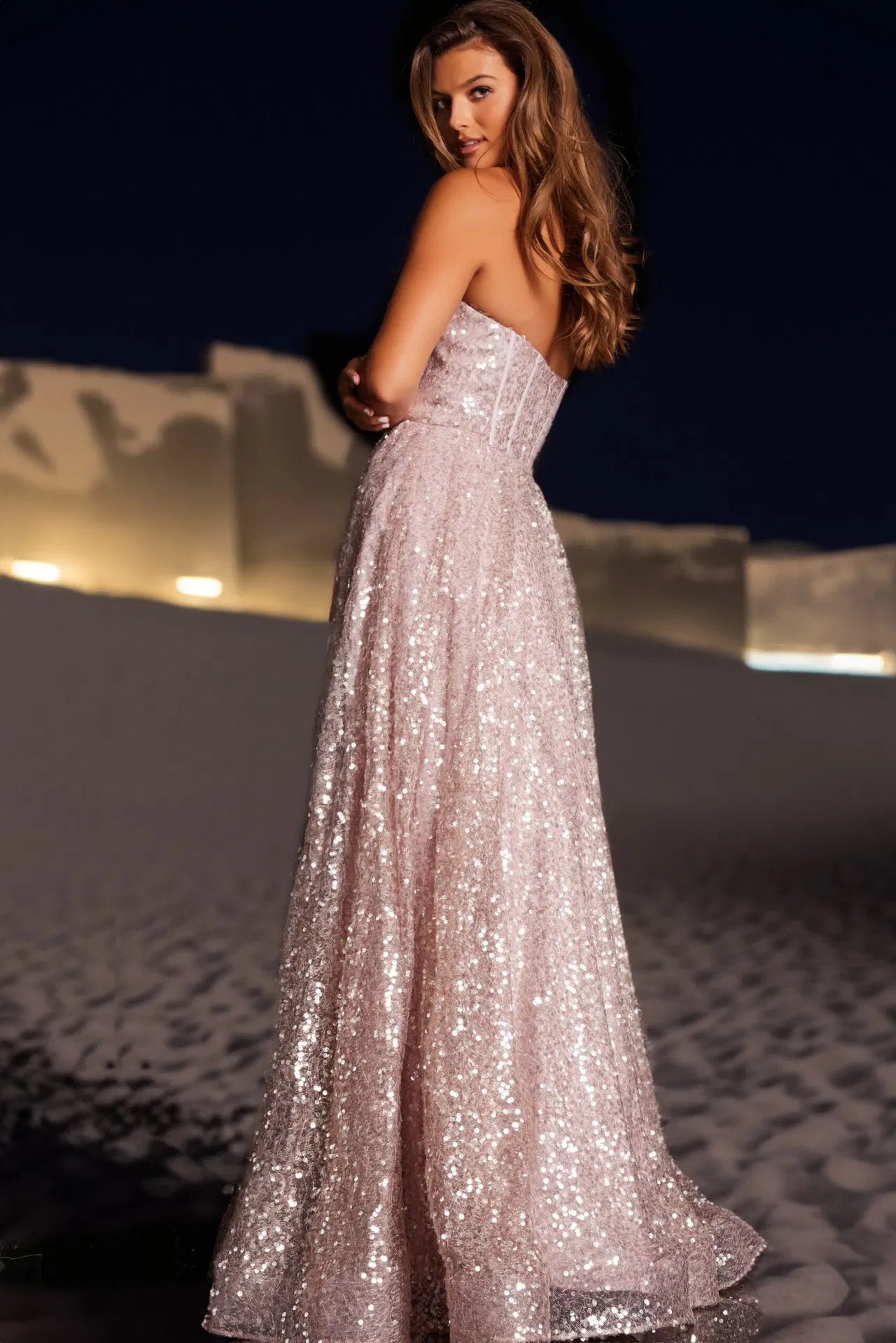 The Georgia Gown: Long Formal Prom Dress Jovani 38607 6 / Pink The Georgia Gown: Long Formal Prom Dress Jovani 38607 6 / Pink