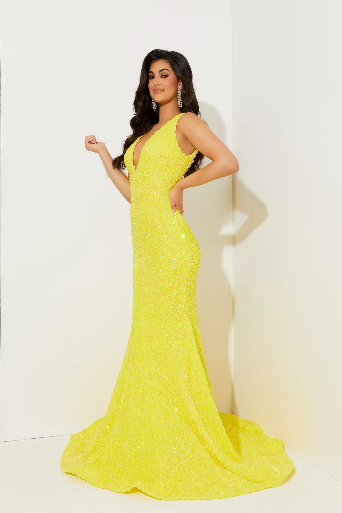 Jasz-7512-Plunge-Neckline-Open-Back-Sweep-Train-Beaded-Sequins-Mermaid-Yellow-Evening-Dress-B-Chic-Fashions-Prom-Dress