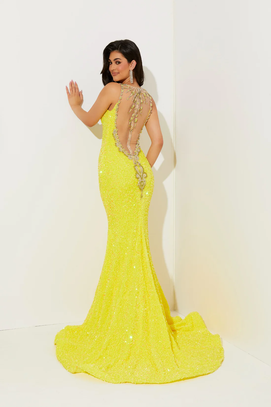 Jasz-7512-Plunge-Neckline-Open-Back-Sweep-Train-Beaded-Sequins-Mermaid-Yellow-Evening-Dress-B-Chic-Fashions-Prom-Dress