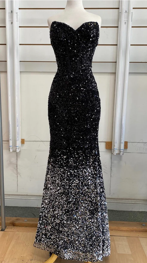 Jasz-7533-Sweetheart-Neckline-Midrise-Back-Sweep-Train-Sequins-Sheath-Black-Silver-Evening-Dress-B-Chic-Fashions-Prom-Dress