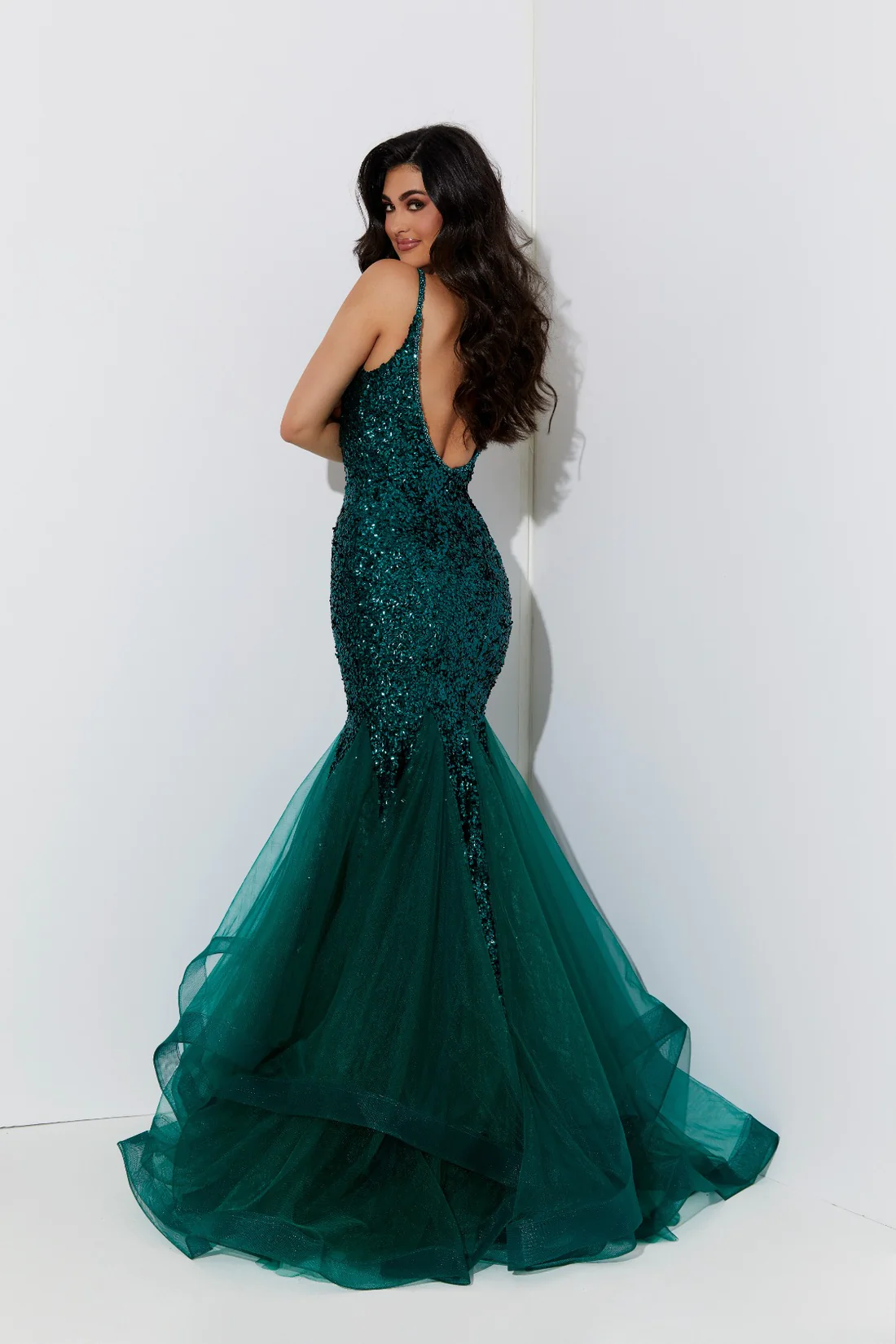 Jasz-7544-Plunge-Neckline-Open-Back-Train-Sequins-Tulle-Mermaid-Emerald-Evening-Dress-B-Chic-Fashions-Prom-Dress