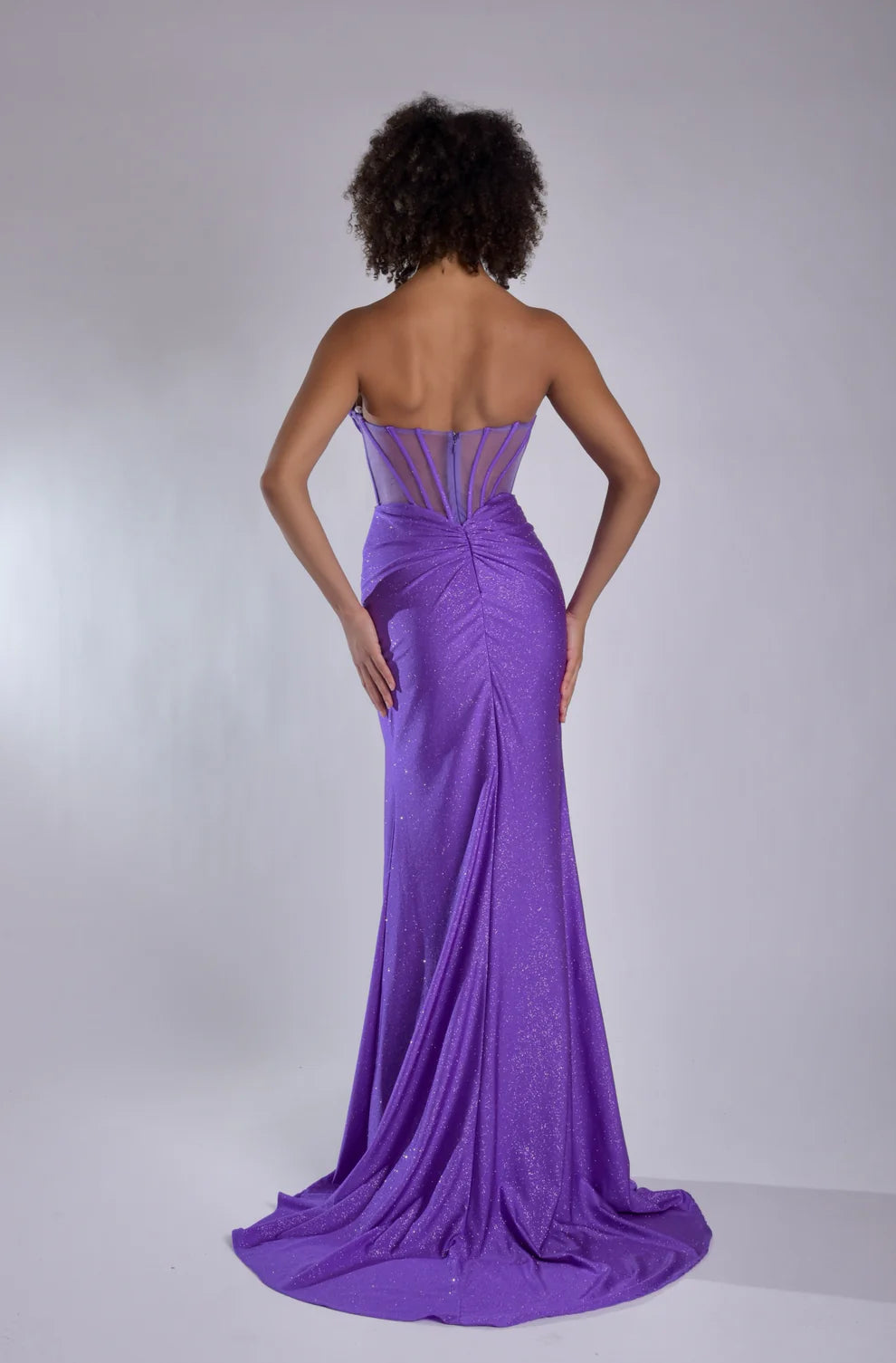 Jasz 7978 Purple Strapless Sweetheart Neckline Keyhole Corset and High Slit