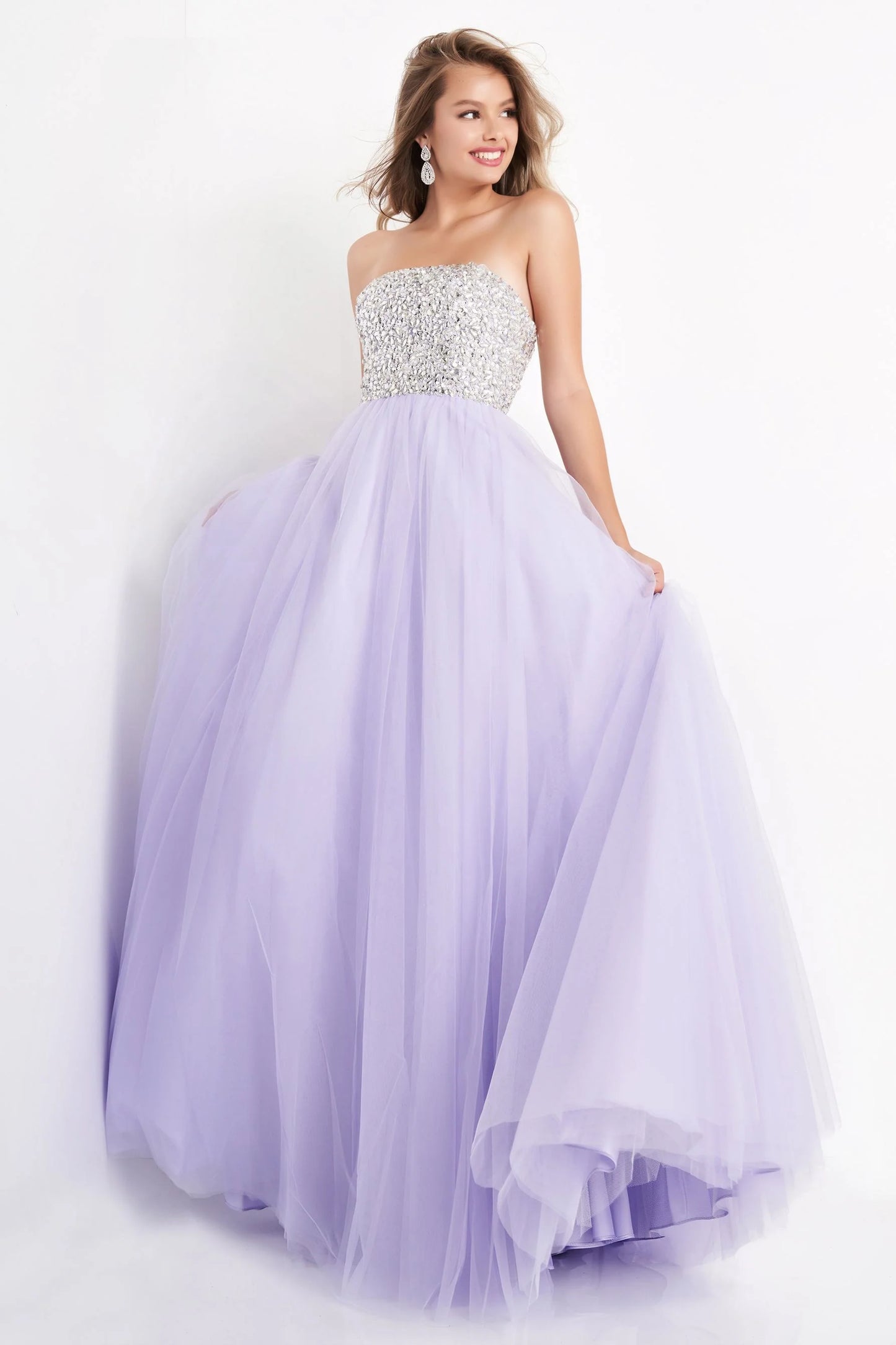Jovani 52131 Blue Strapless Embellished Bodice A-line Prom Ballgown