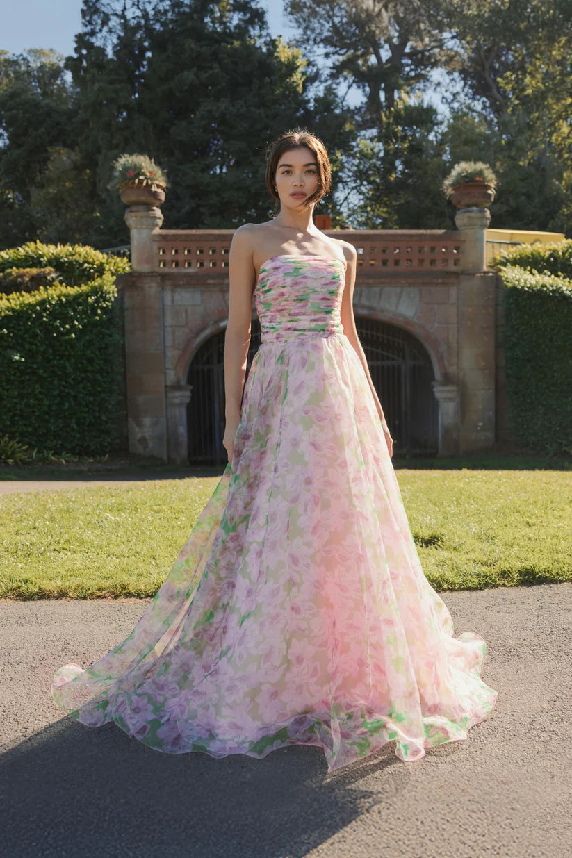 Mac Duggal 30783 Strapless Chiffon Gown with Ruffle Detail
