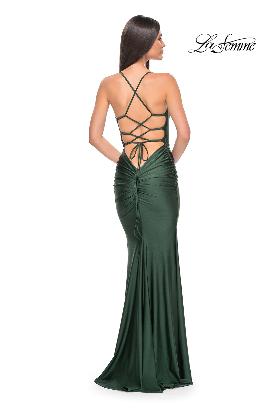La-Femme-31618-V-Neck-Neckline-Criss-Cross-Back-Plain-Jersey-Column-Fitted-Emerald-Evening-Dress-B-Chic-Fashions-Prom-Dress